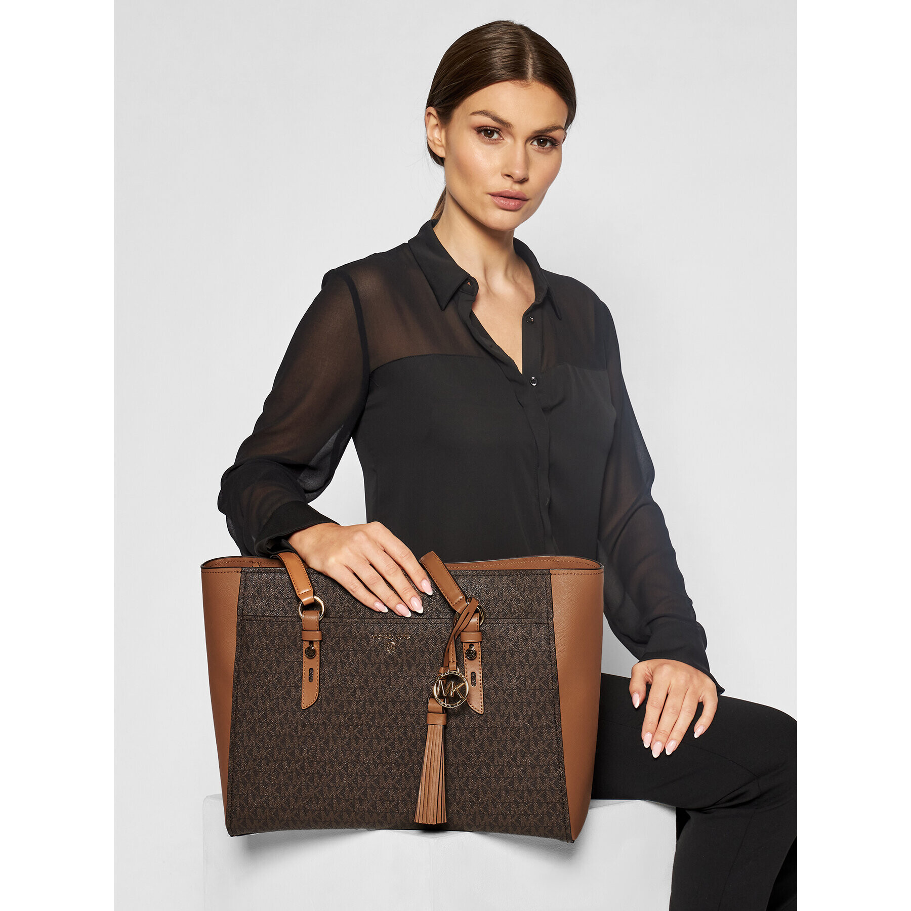 MICHAEL Michael Kors Дамска чанта Sullivan 30S1GNXT7B Кафяв - Pepit.bg