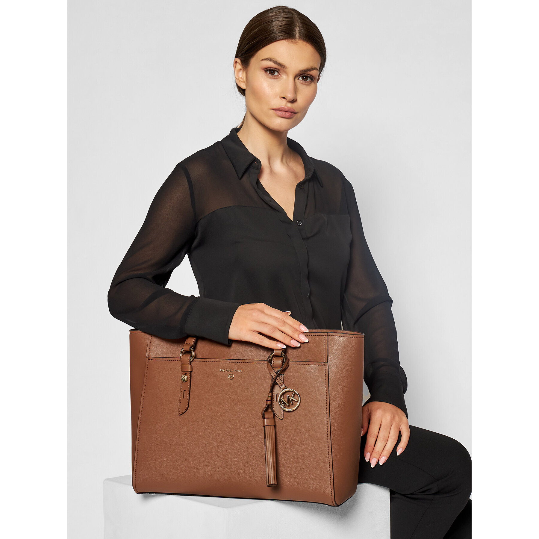 MICHAEL Michael Kors Дамска чанта Sullivan 30S1GNXT7L Кафяв - Pepit.bg