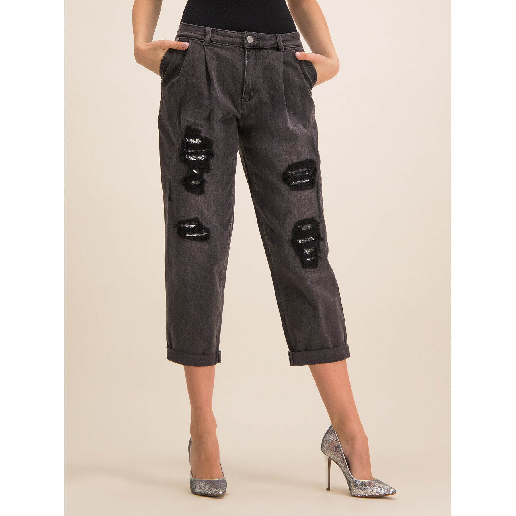 MICHAEL Michael Kors Дънки MH99CTB7GM Черен Relaxed Fit - Pepit.bg