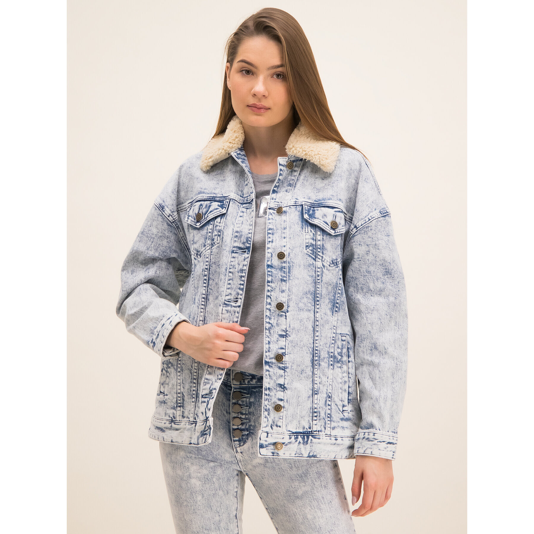 MICHAEL Michael Kors Дънково яке MH91EY5D8D Бял Regular Fit - Pepit.bg