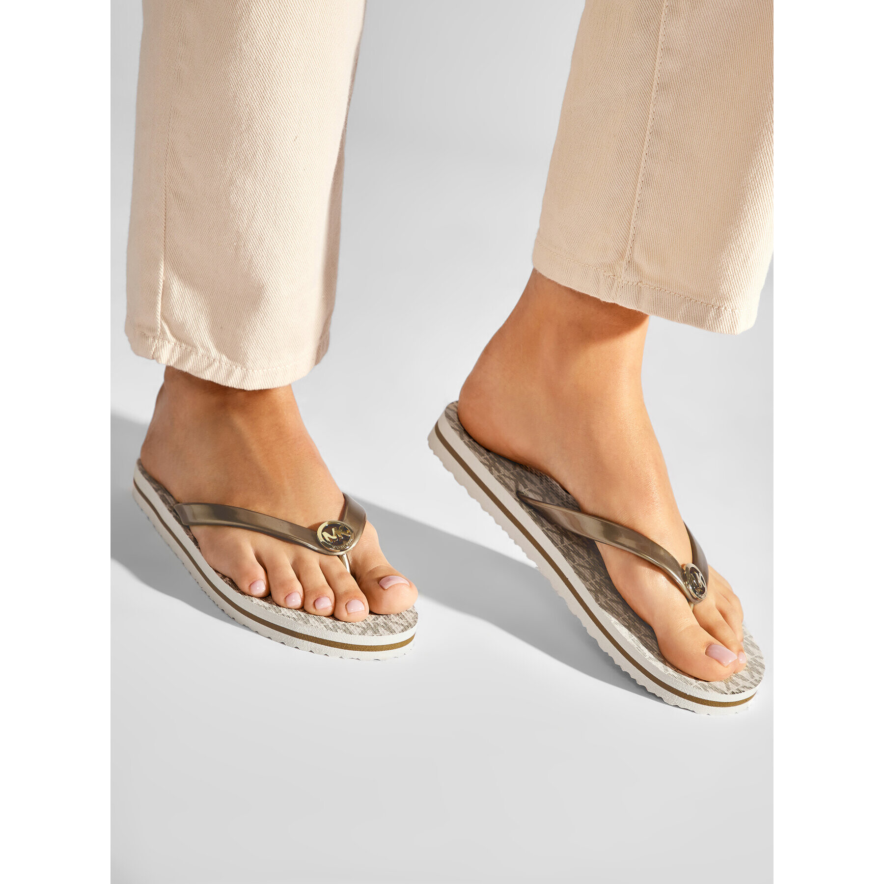 MICHAEL Michael Kors Джапанки Mk Flip Flop Stripe Eva 40S7MKFA4Q Златист - Pepit.bg