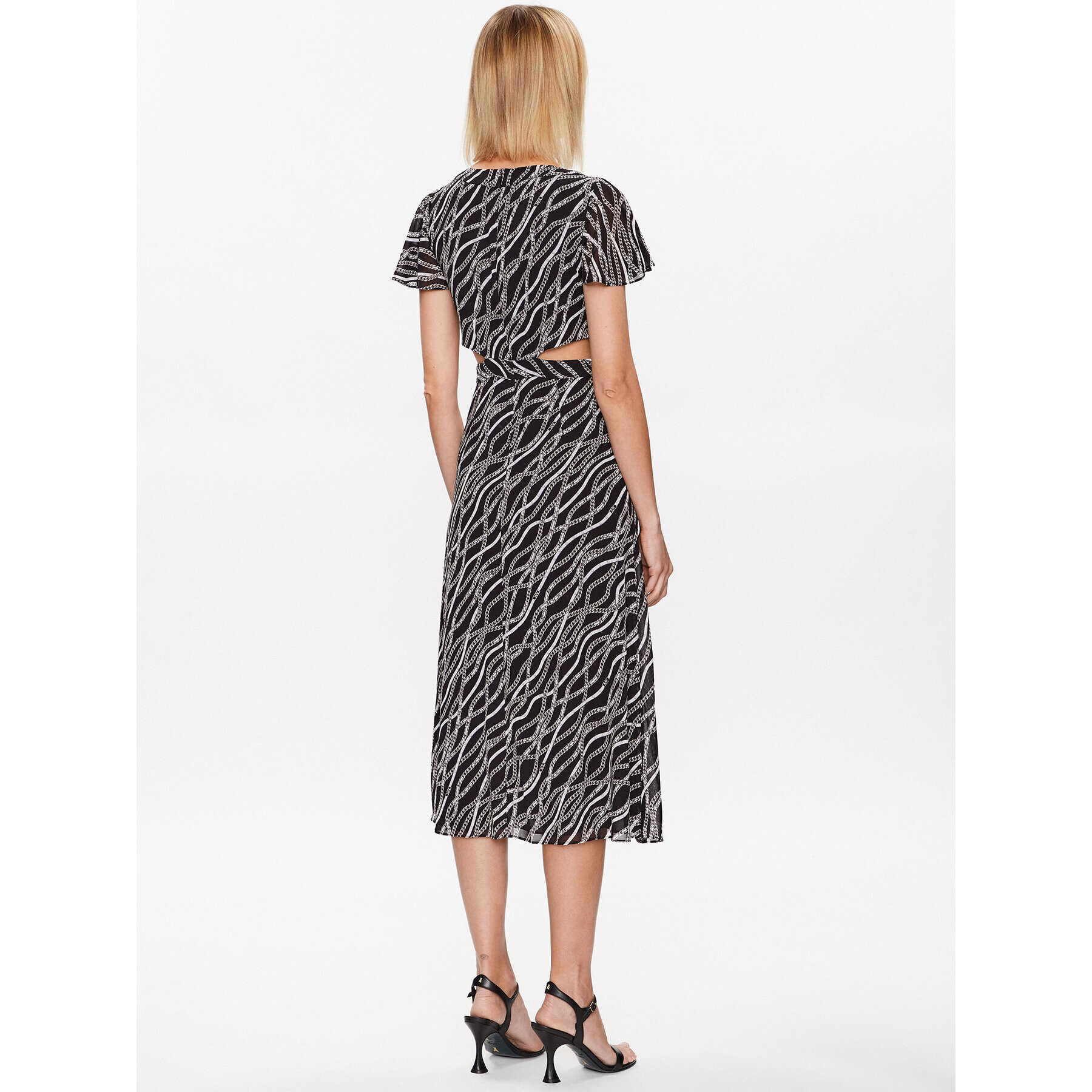 MICHAEL Michael Kors Ежедневна рокля Status Print Georgette MS381P38EV Черен Regular Fit - Pepit.bg
