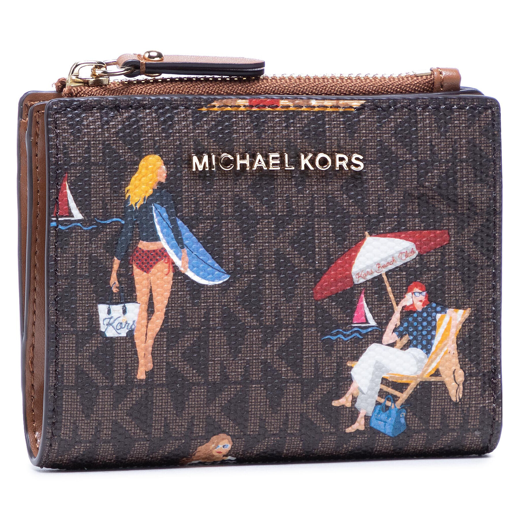 MICHAEL Michael Kors Малък дамски портфейл Jet Set 32S1GJ6F6B Кафяв - Pepit.bg