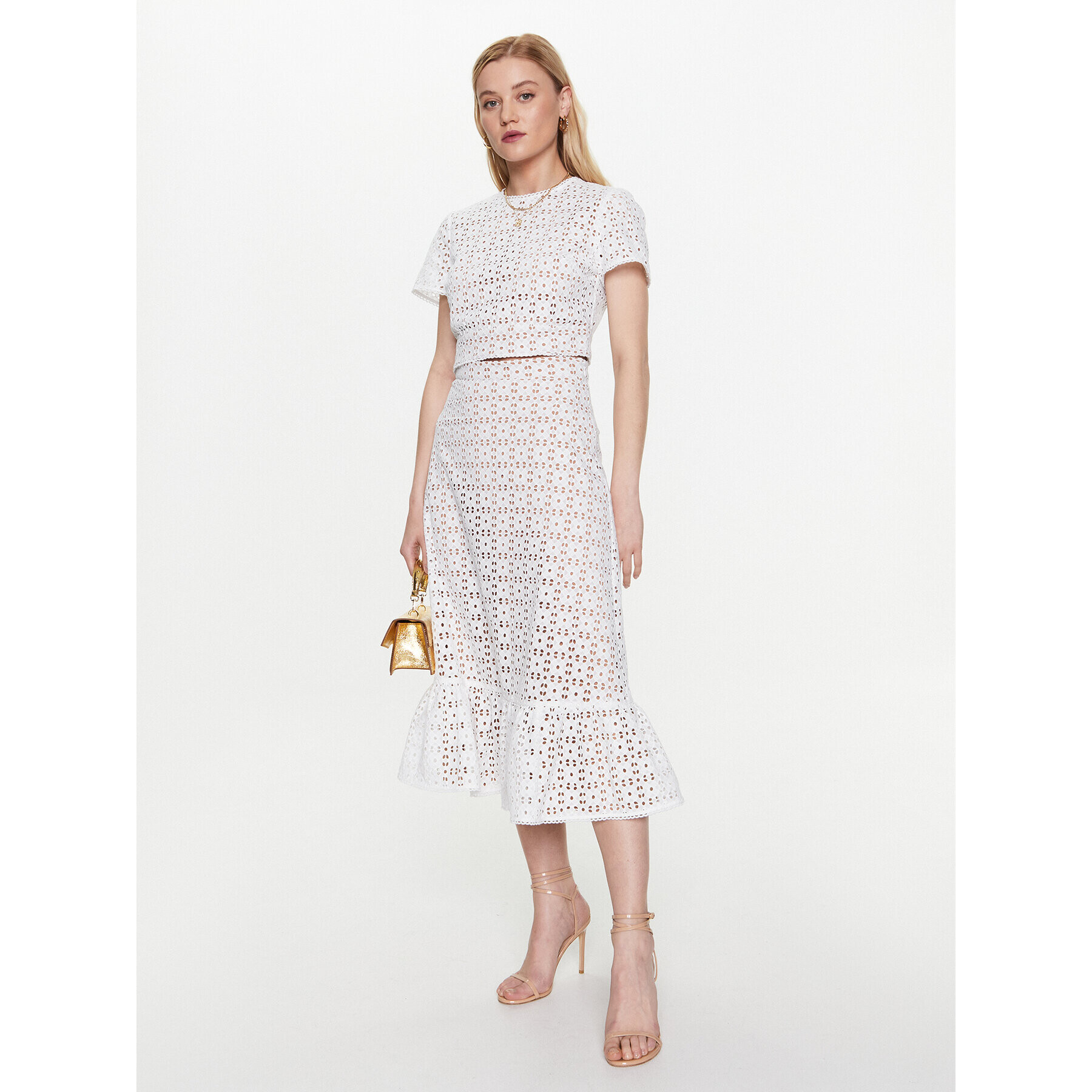 MICHAEL Michael Kors Миди пола MS370978BK Бял Regular Fit - Pepit.bg