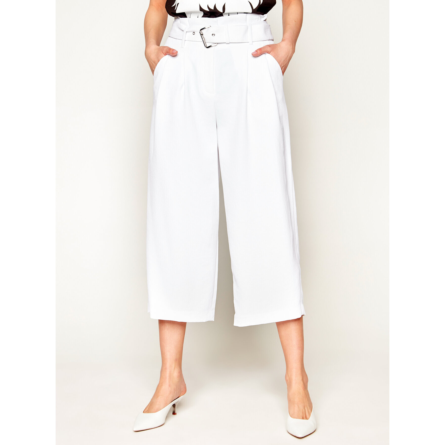 MICHAEL Michael Kors Панталони тип кюлоти MS03H3UB4J Бял Regular Fit - Pepit.bg