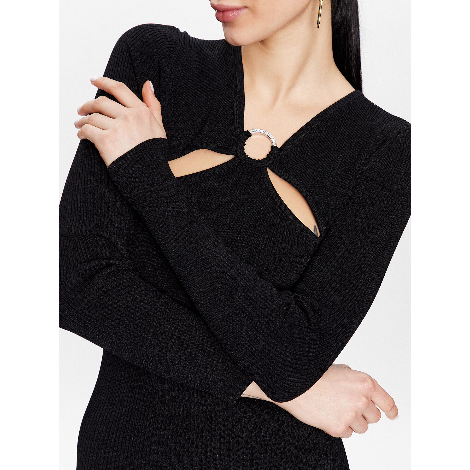 MICHAEL Michael Kors Плетена рокля MR381FK33D Черен Slim Fit - Pepit.bg