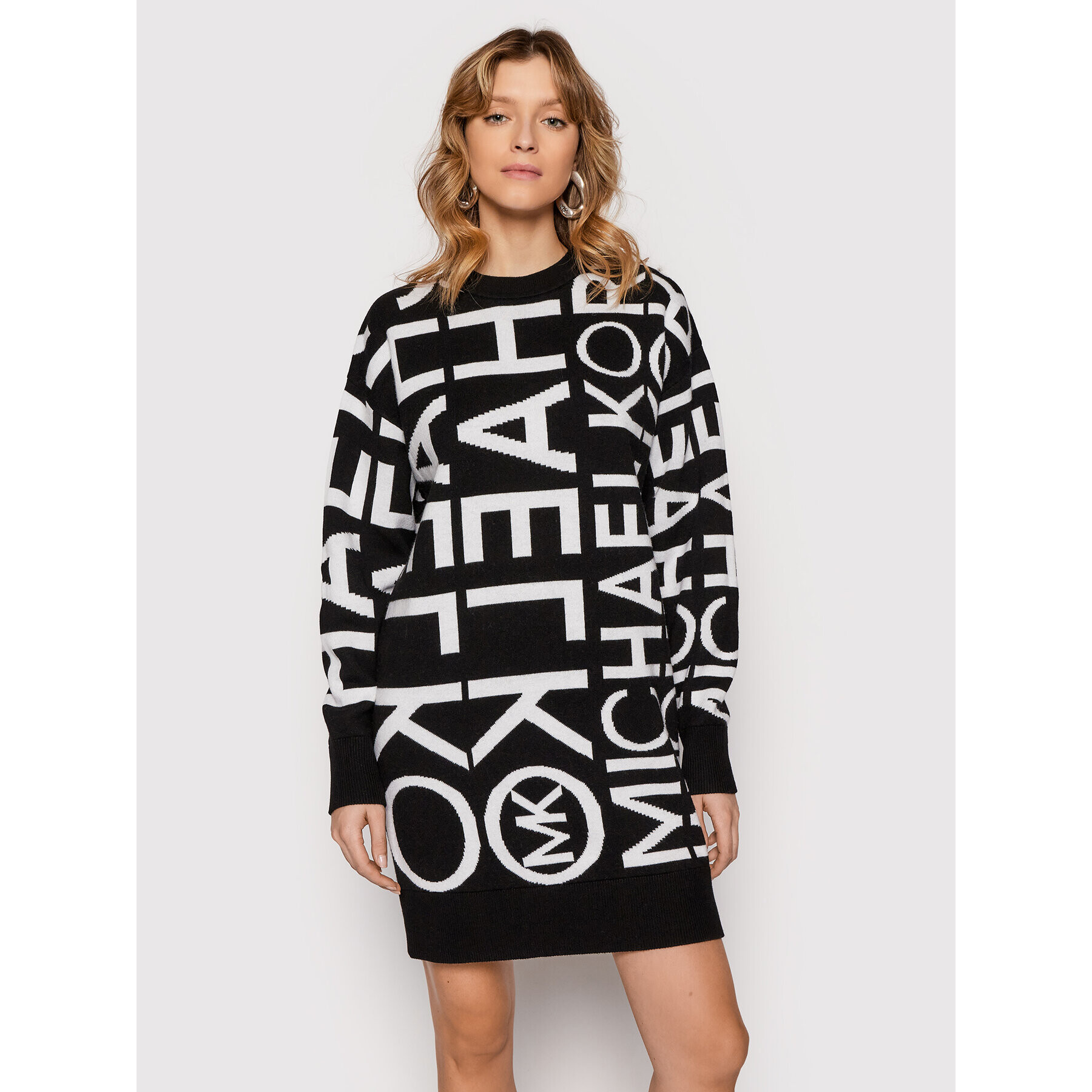 MICHAEL Michael Kors Плетена рокля MH180VT4A7 Черен Relaxed Fit - Pepit.bg