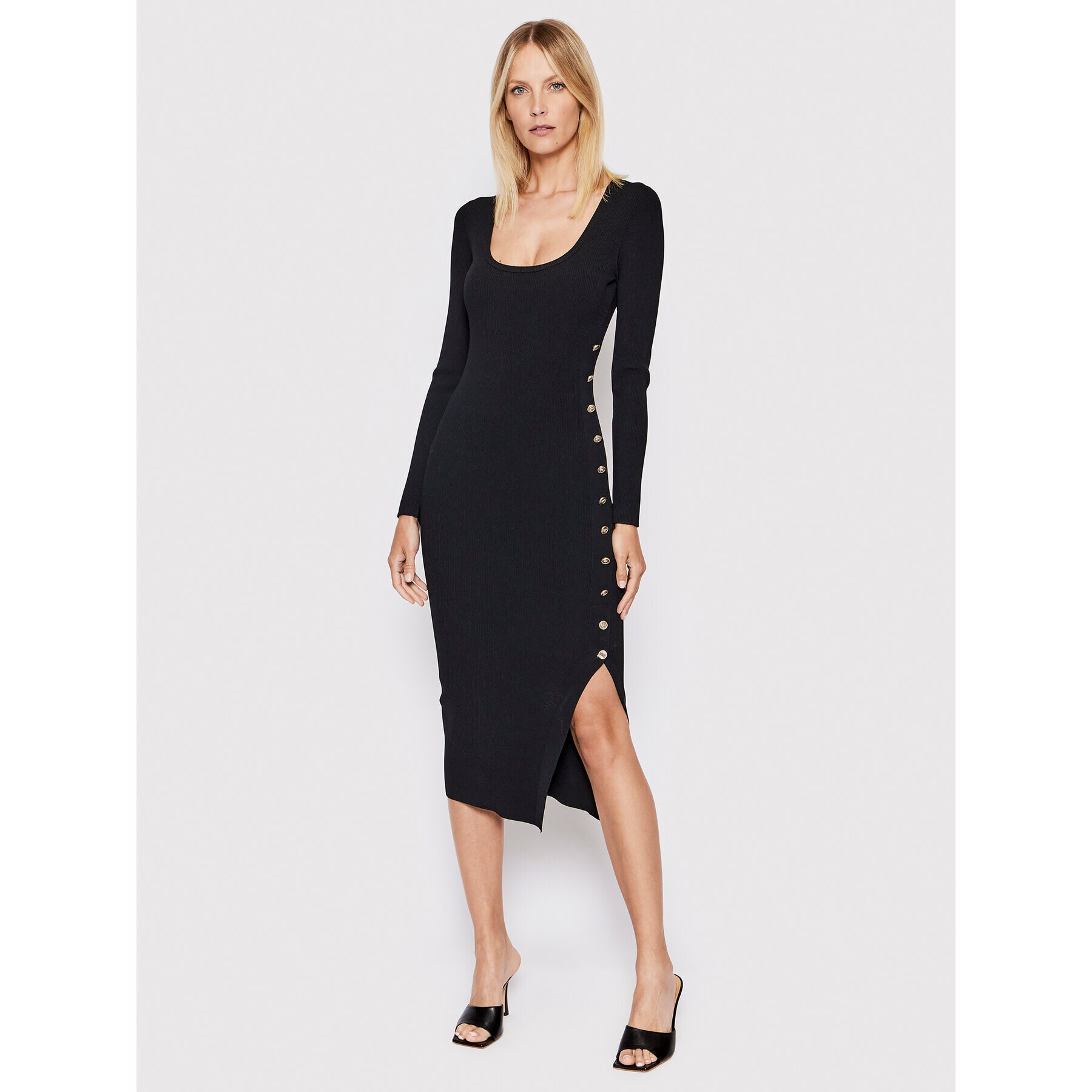 MICHAEL Michael Kors Плетена рокля MU2817U33D Черен Slim Fit - Pepit.bg