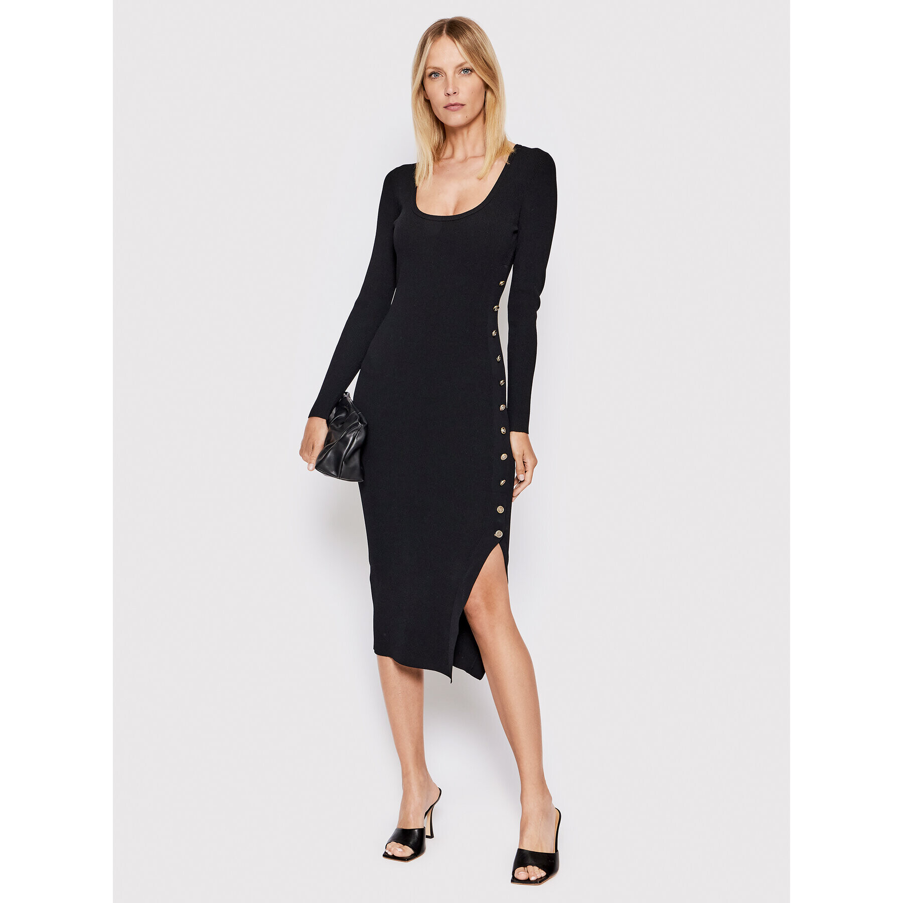 MICHAEL Michael Kors Плетена рокля MU2817U33D Черен Slim Fit - Pepit.bg
