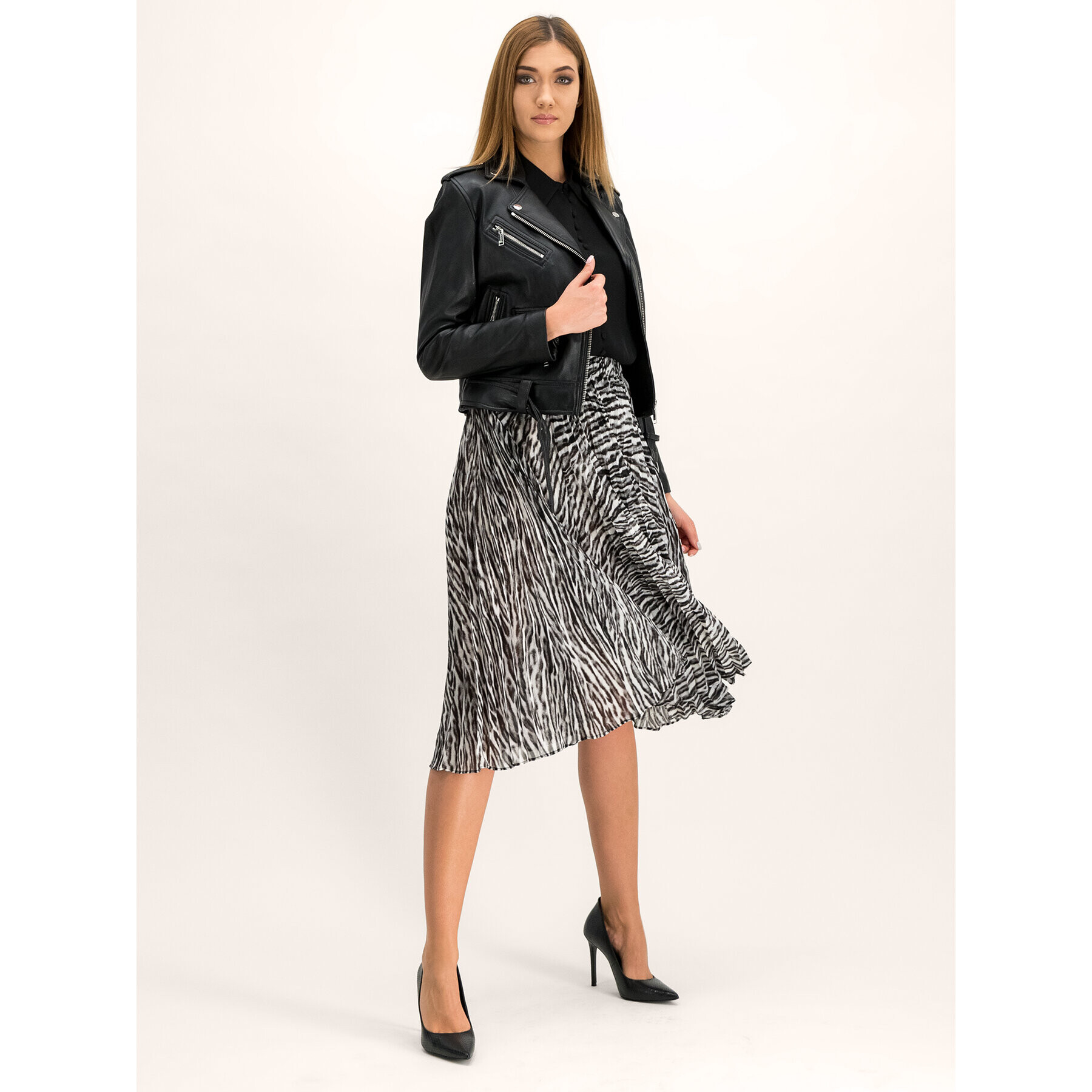MICHAEL Michael Kors Плисирана пола MF97EZ0CDA Сив Regular Fit - Pepit.bg