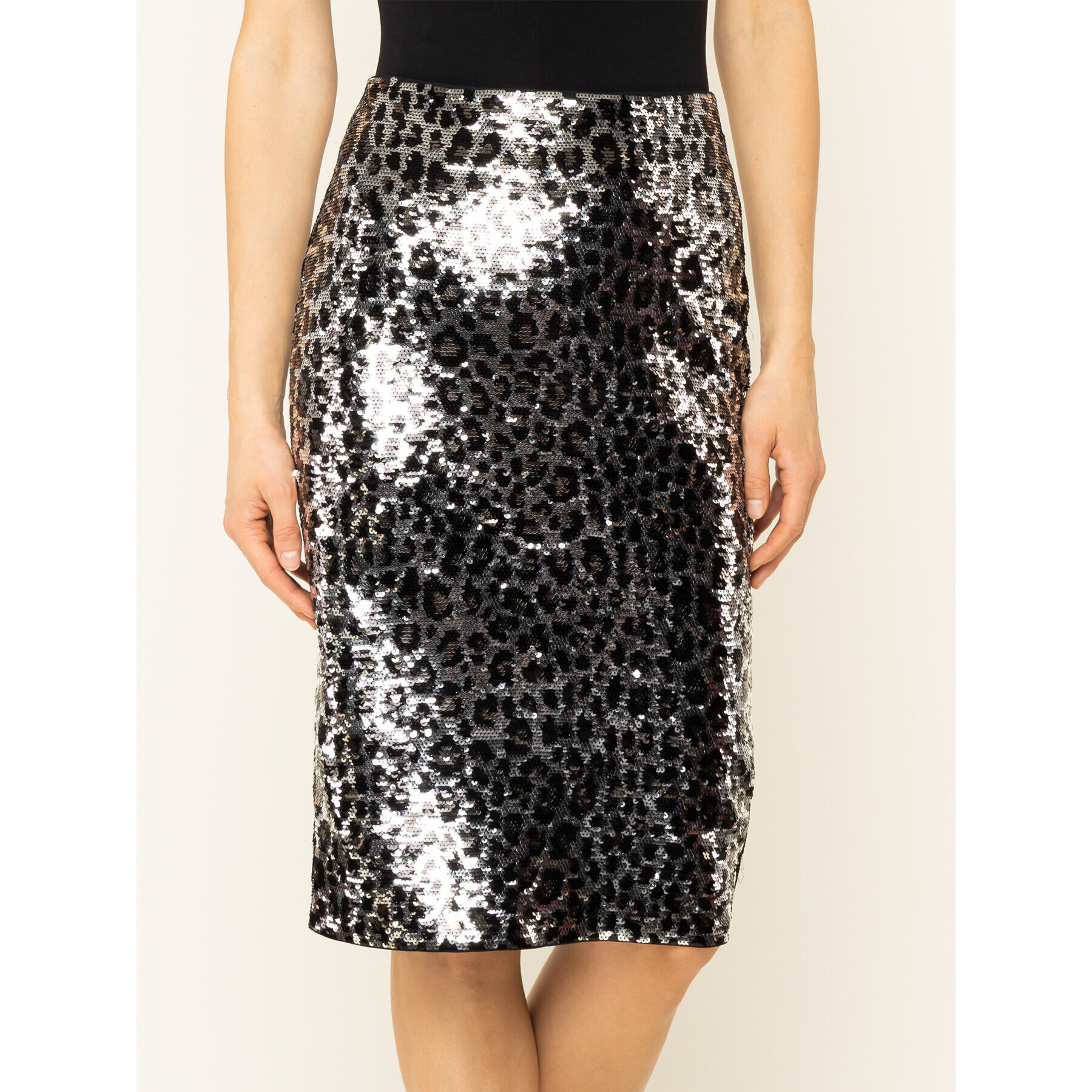 MICHAEL Michael Kors Пола тип молив Leopard Sequined MF97EZXCJE Сребрист Regular Fit - Pepit.bg