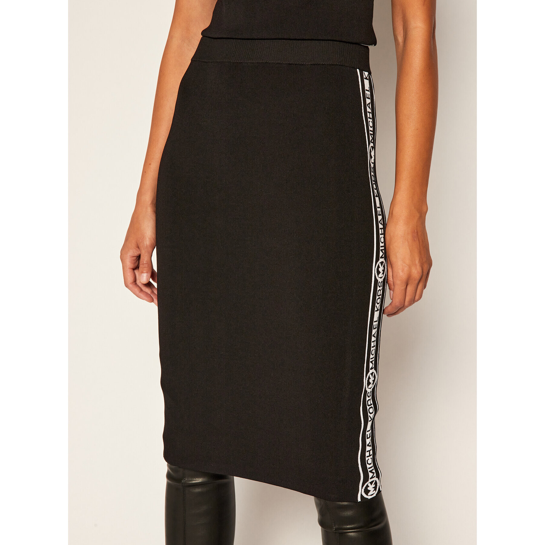 MICHAEL Michael Kors Пола тип молив Logo Stripe MU07F5RBVC Черен Slim Fit - Pepit.bg