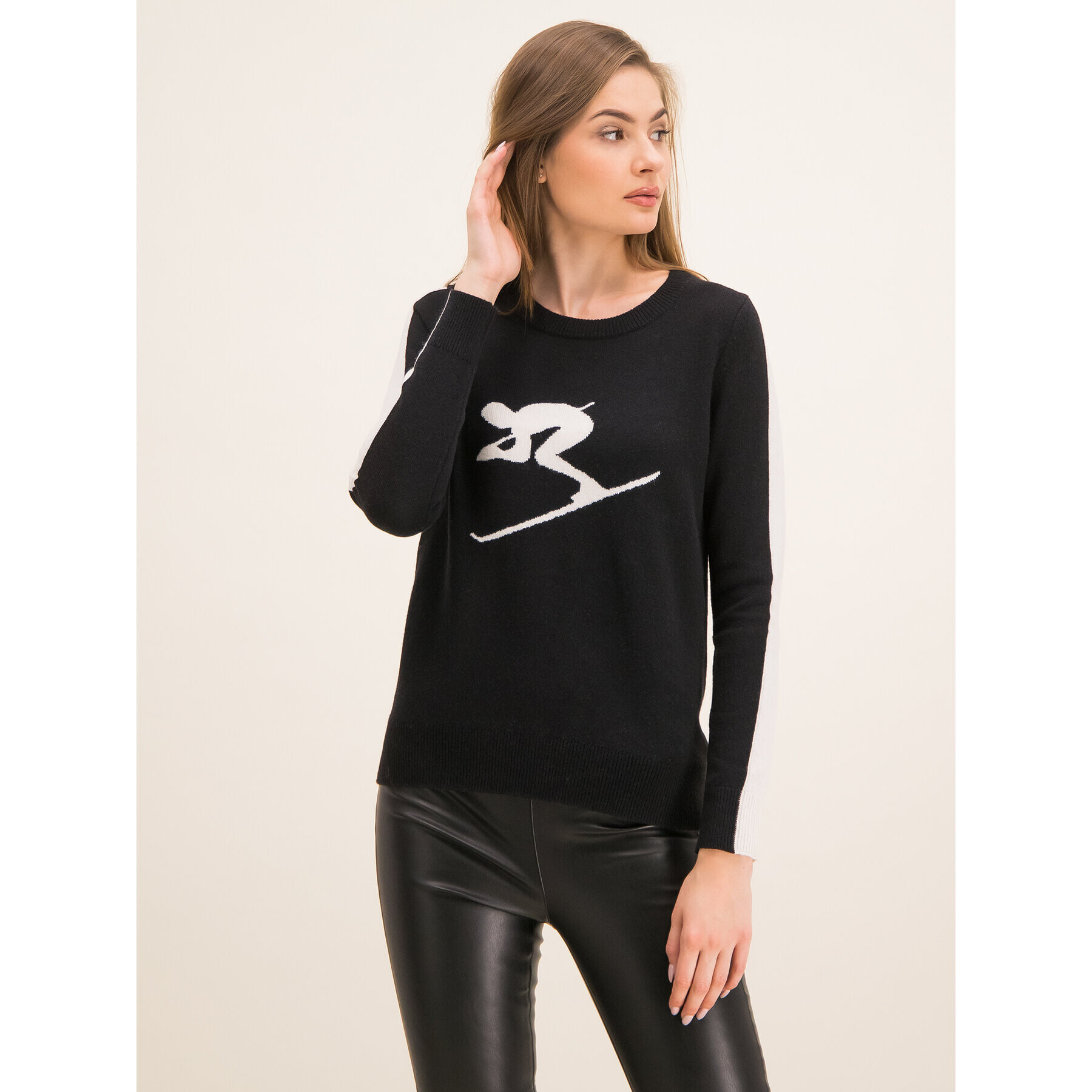 MICHAEL Michael Kors Пуловер Intarsia MH96P42CHM Черен Regular Fit - Pepit.bg