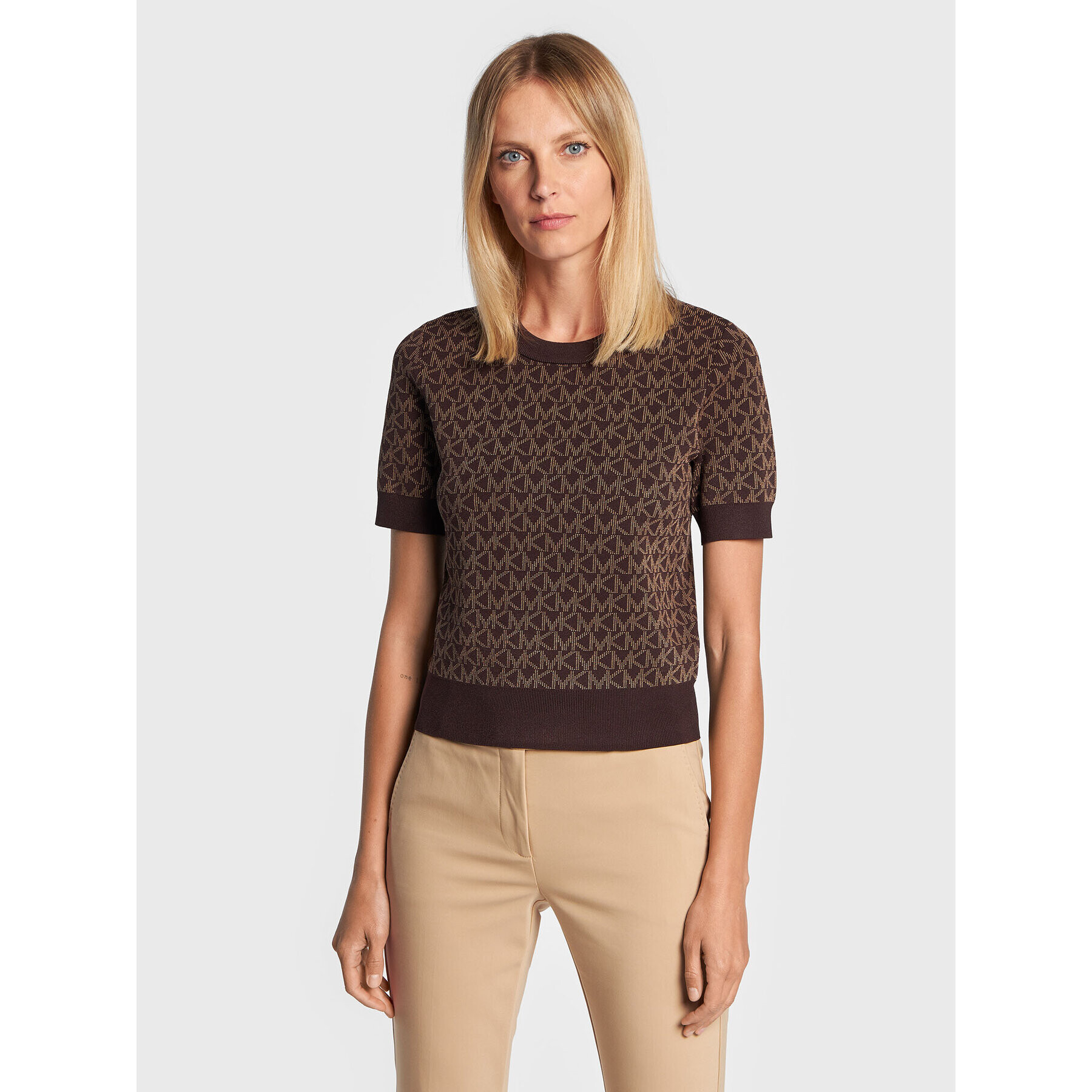 MICHAEL Michael Kors Пуловер MH1604L5KZ Кафяв Slim Fit - Pepit.bg