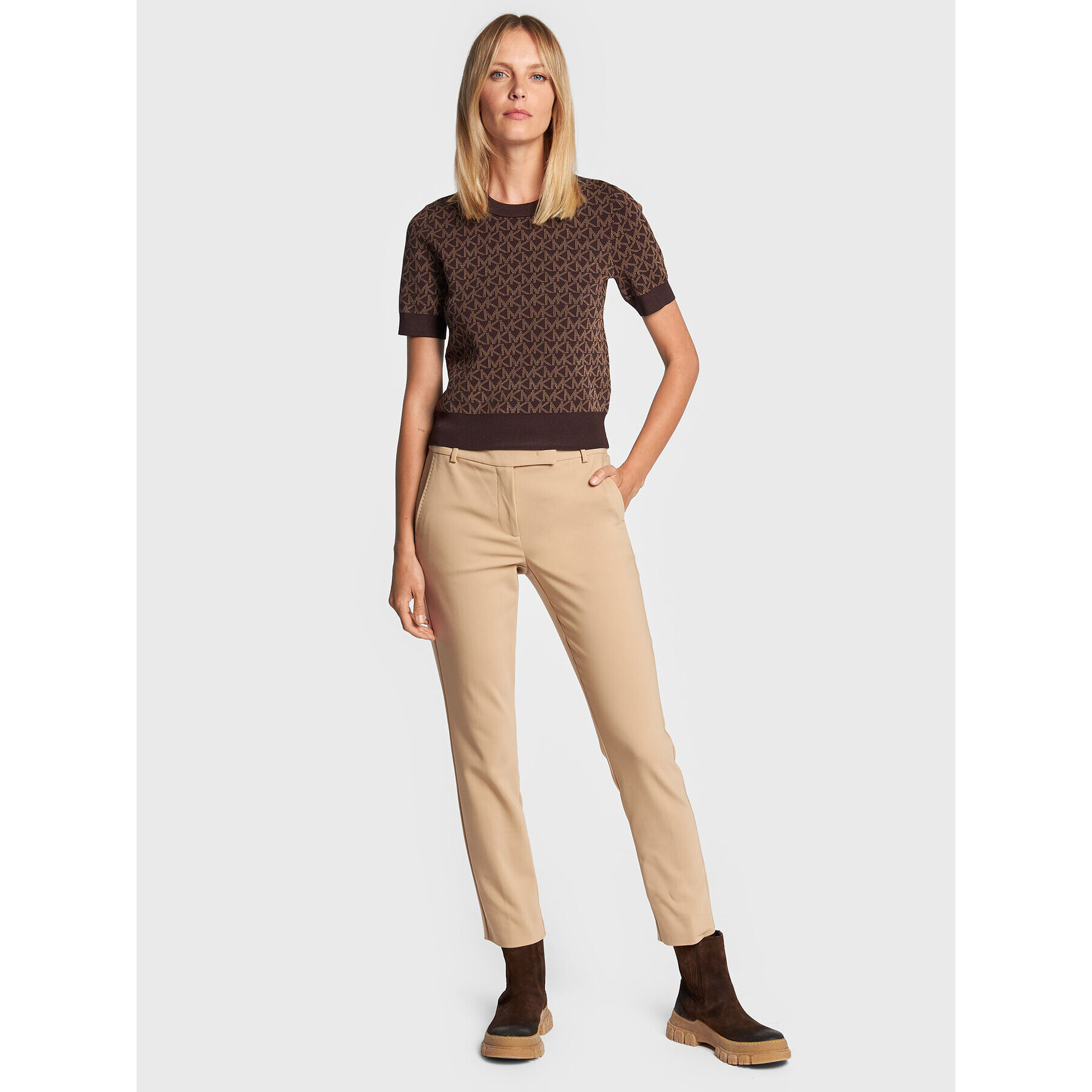 MICHAEL Michael Kors Пуловер MH1604L5KZ Кафяв Slim Fit - Pepit.bg