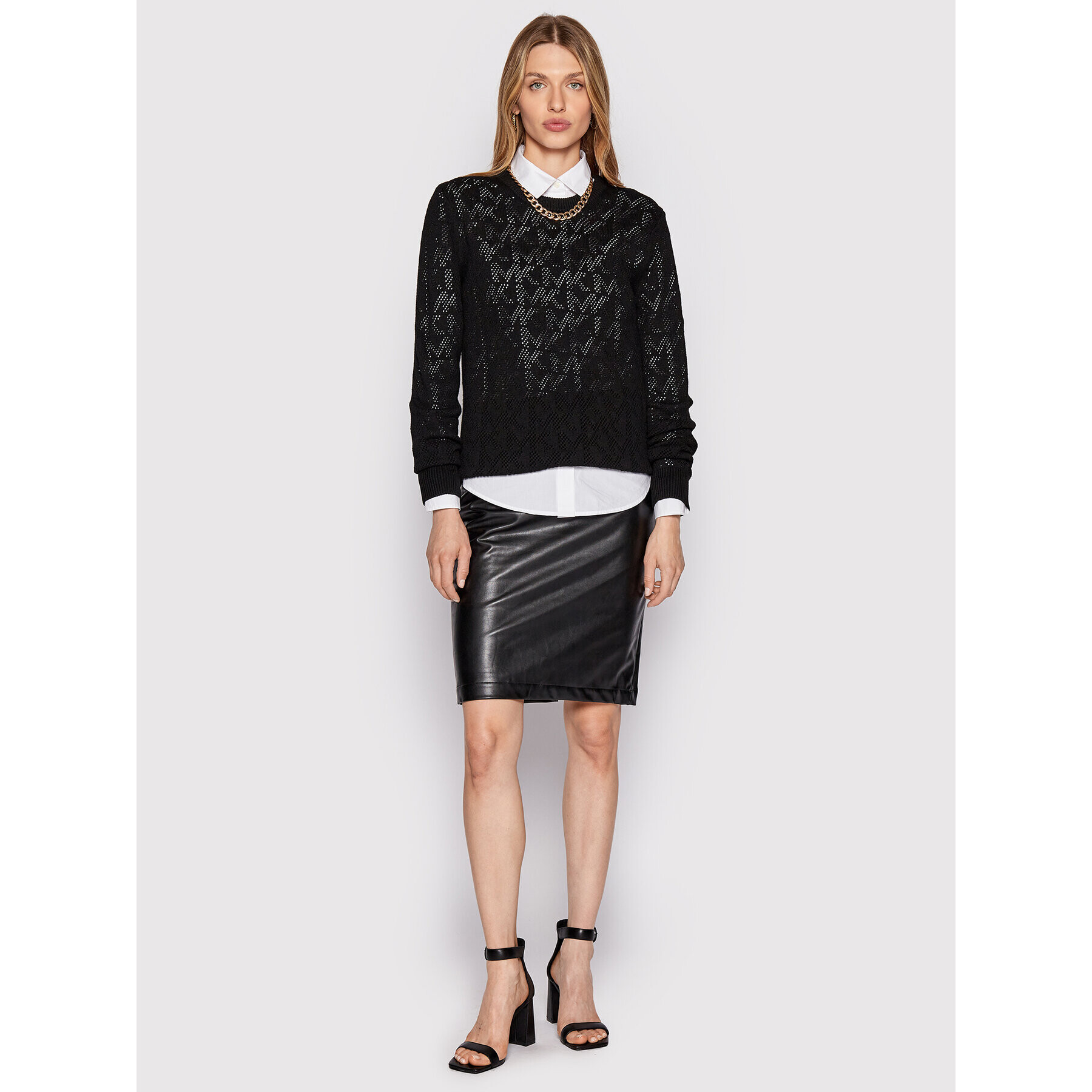 MICHAEL Michael Kors Пуловер MU260DBCSN Черен Relaxed Fit - Pepit.bg