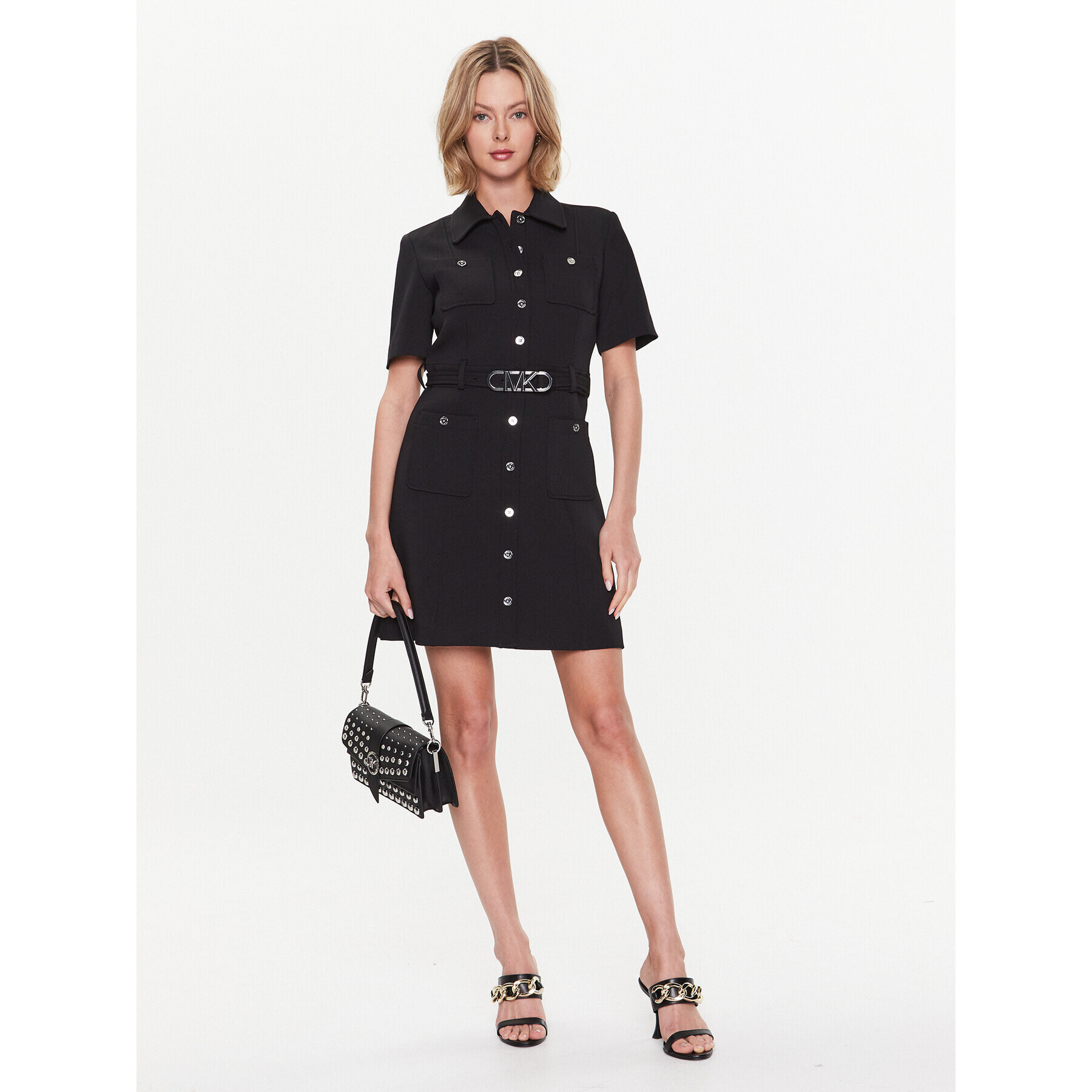 MICHAEL Michael Kors Рокля тип риза MR381GJ3GZ Черен Regular Fit - Pepit.bg