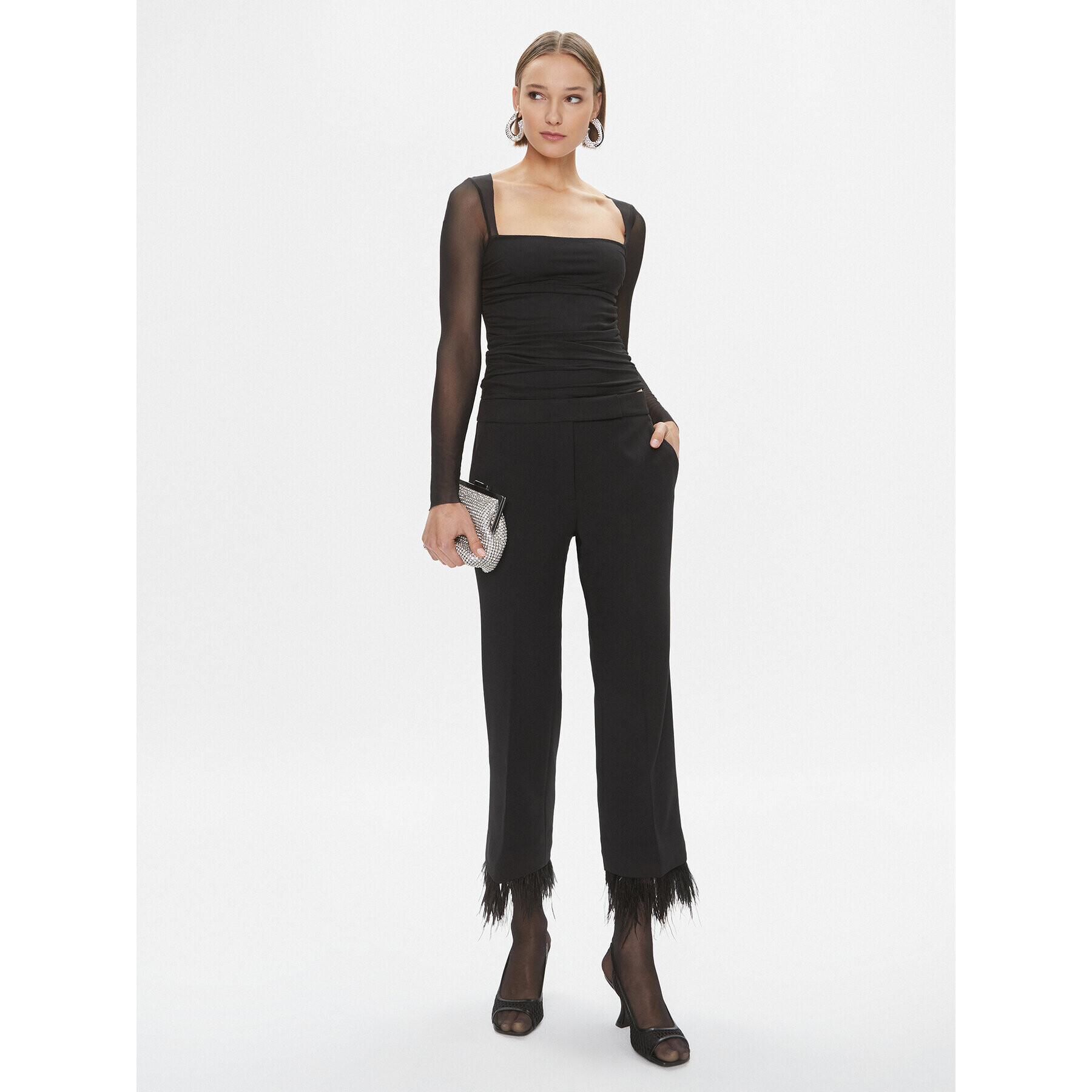 MICHAEL Michael Kors Текстилни панталони MH330K43GZ Черен Regular Fit - Pepit.bg