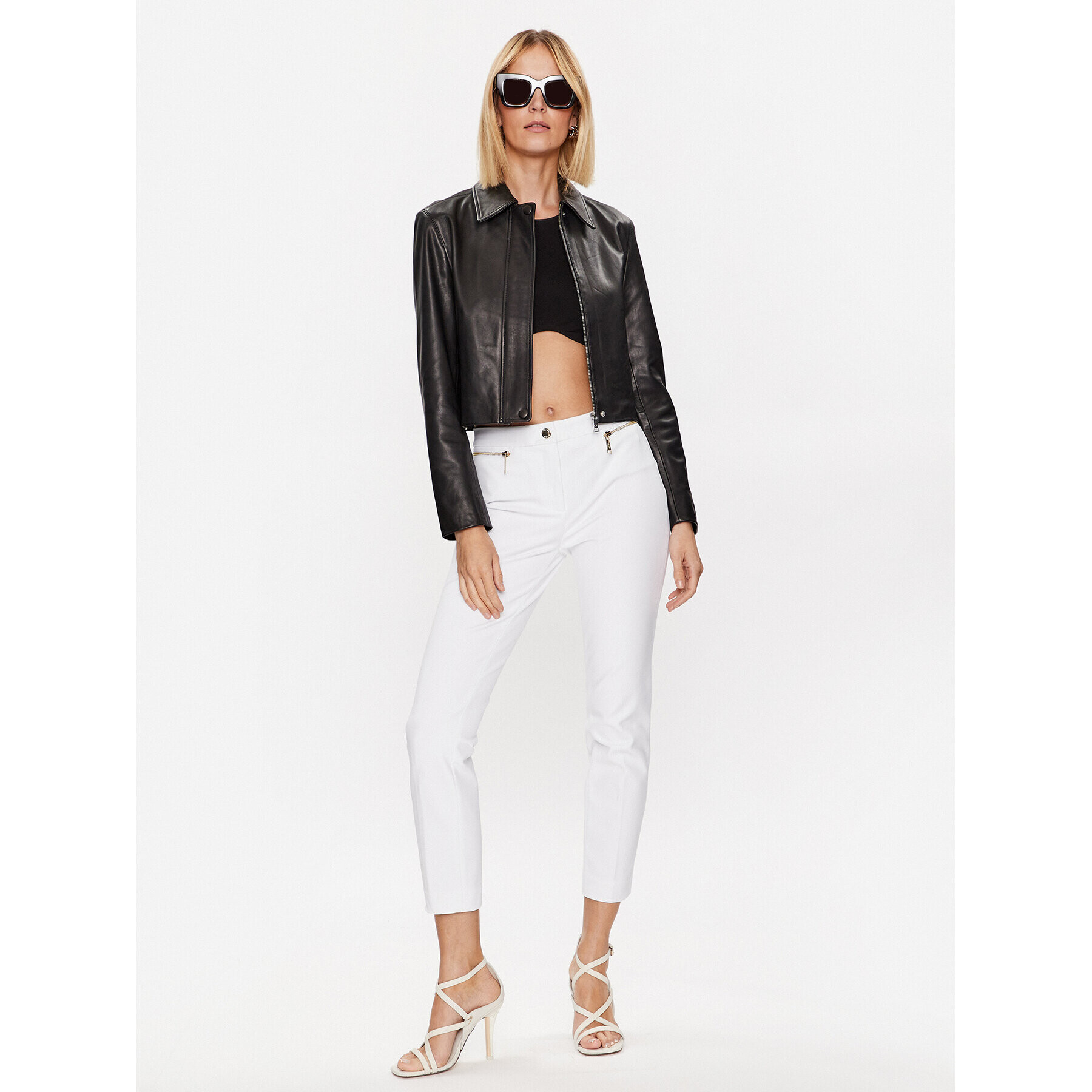MICHAEL Michael Kors Текстилни панталони MS330GL8AE Бял Slim Fit - Pepit.bg
