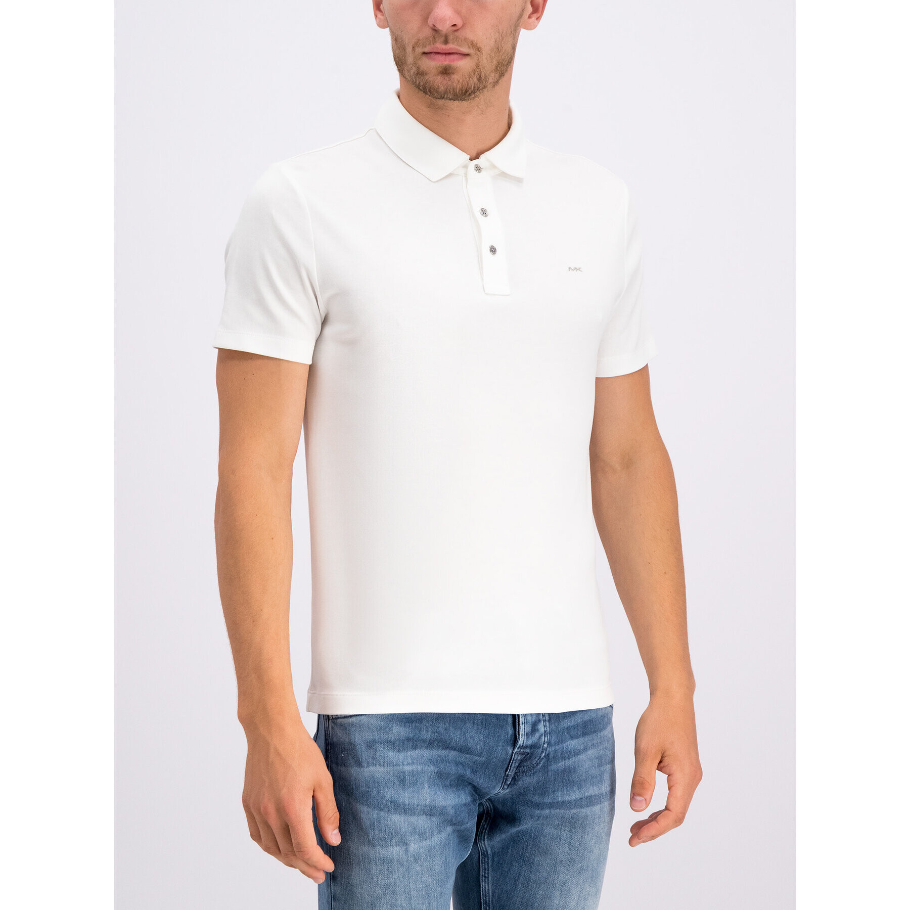 MICHAEL Michael Kors Тениска с яка и копчета CS95FGV20B Бял Regular Fit - Pepit.bg
