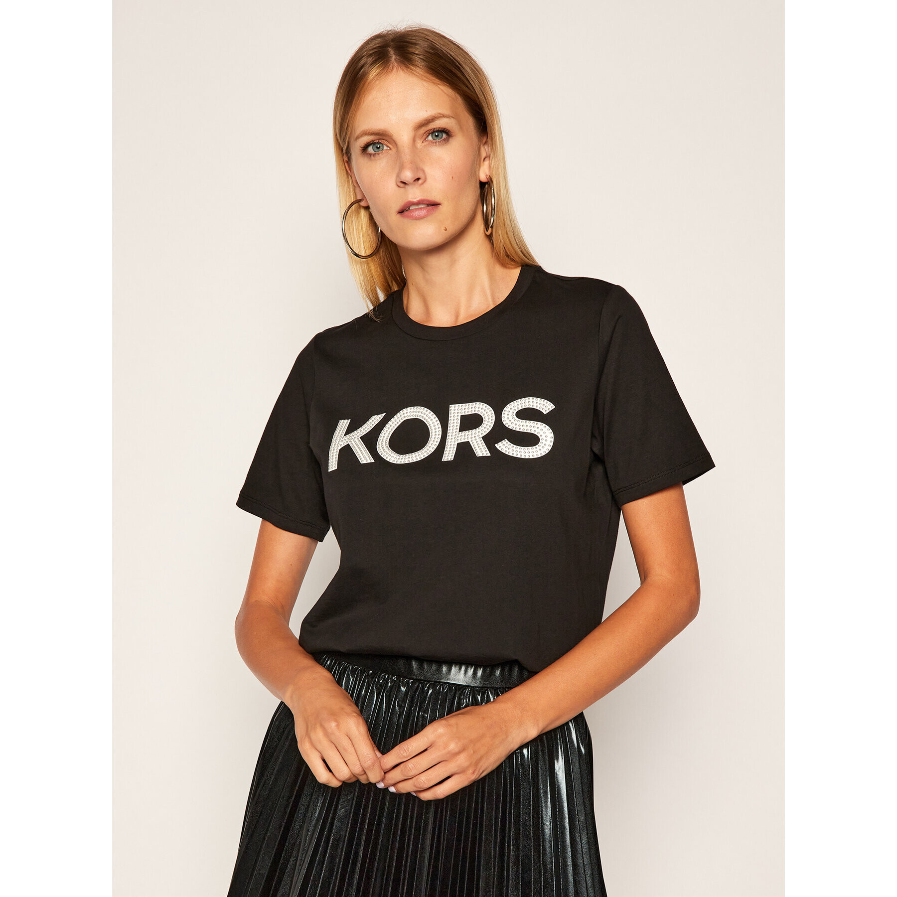 MICHAEL Michael Kors Тишърт Logo Print MB95MP197J Черен Regular Fit - Pepit.bg