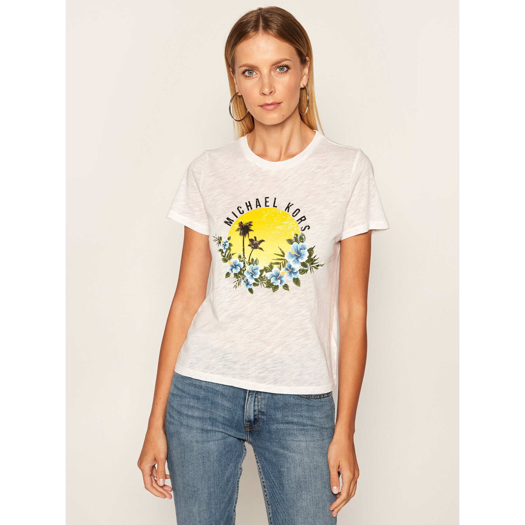 MICHAEL Michael Kors Тишърт MH95MF692S Бял Regular Fit - Pepit.bg