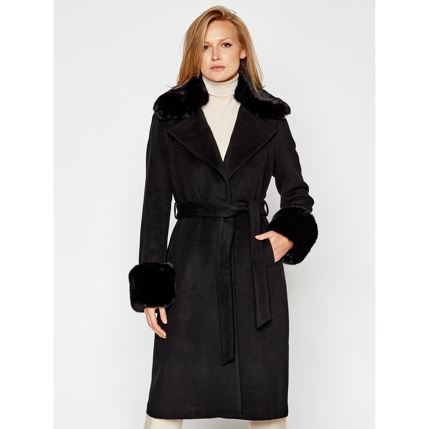 MICHAEL Michael Kors Вълнено палто 77B5012M11 Черен Regular Fit - Pepit.bg