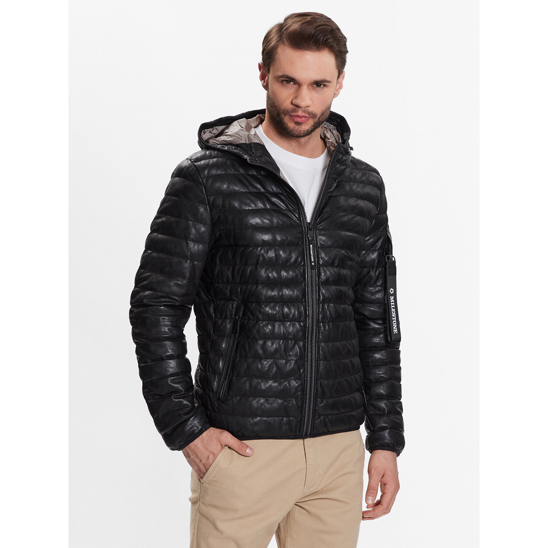 Milestone Кожено яке 311019 60210 Черен Regular Fit - Pepit.bg