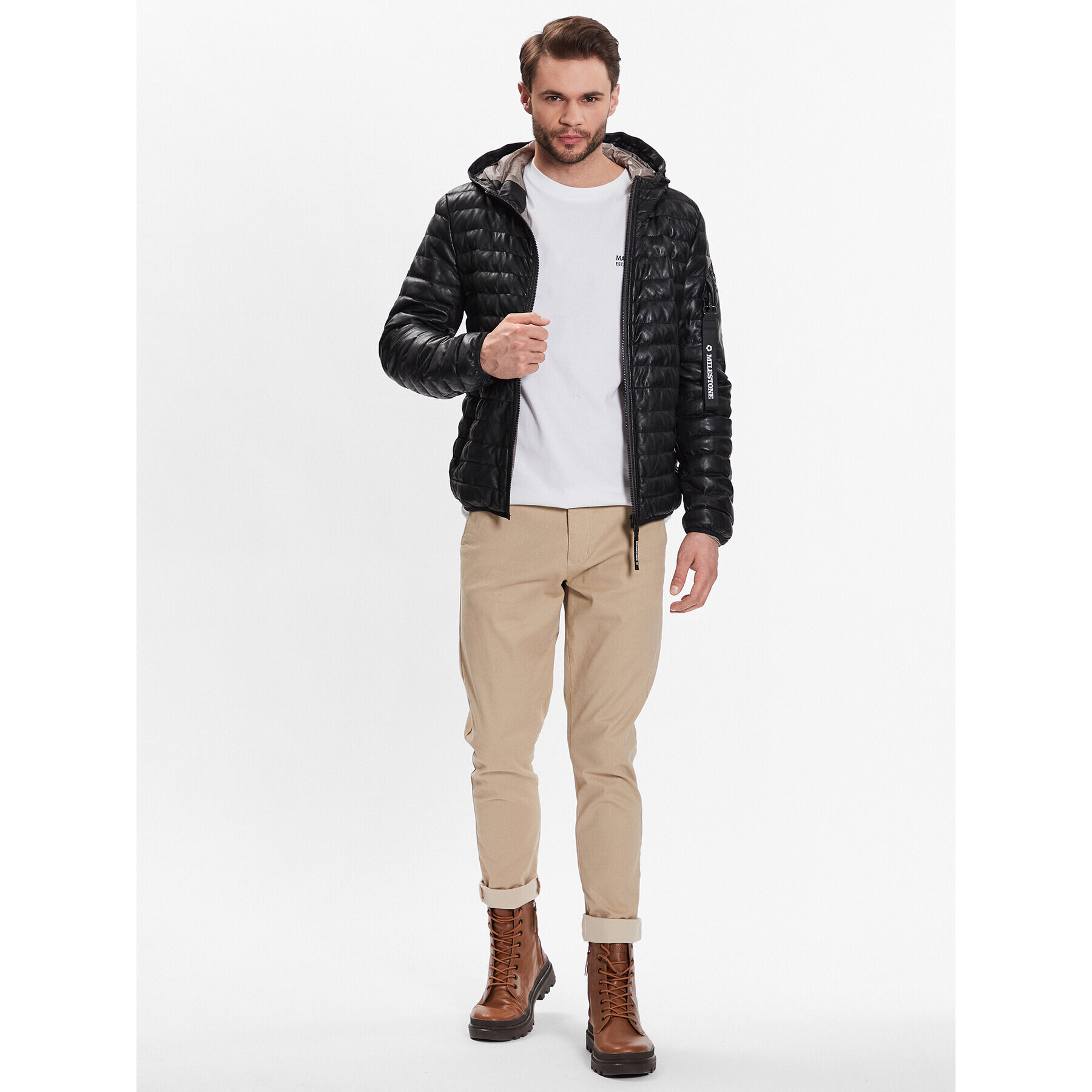 Milestone Кожено яке 311019 60210 Черен Regular Fit - Pepit.bg