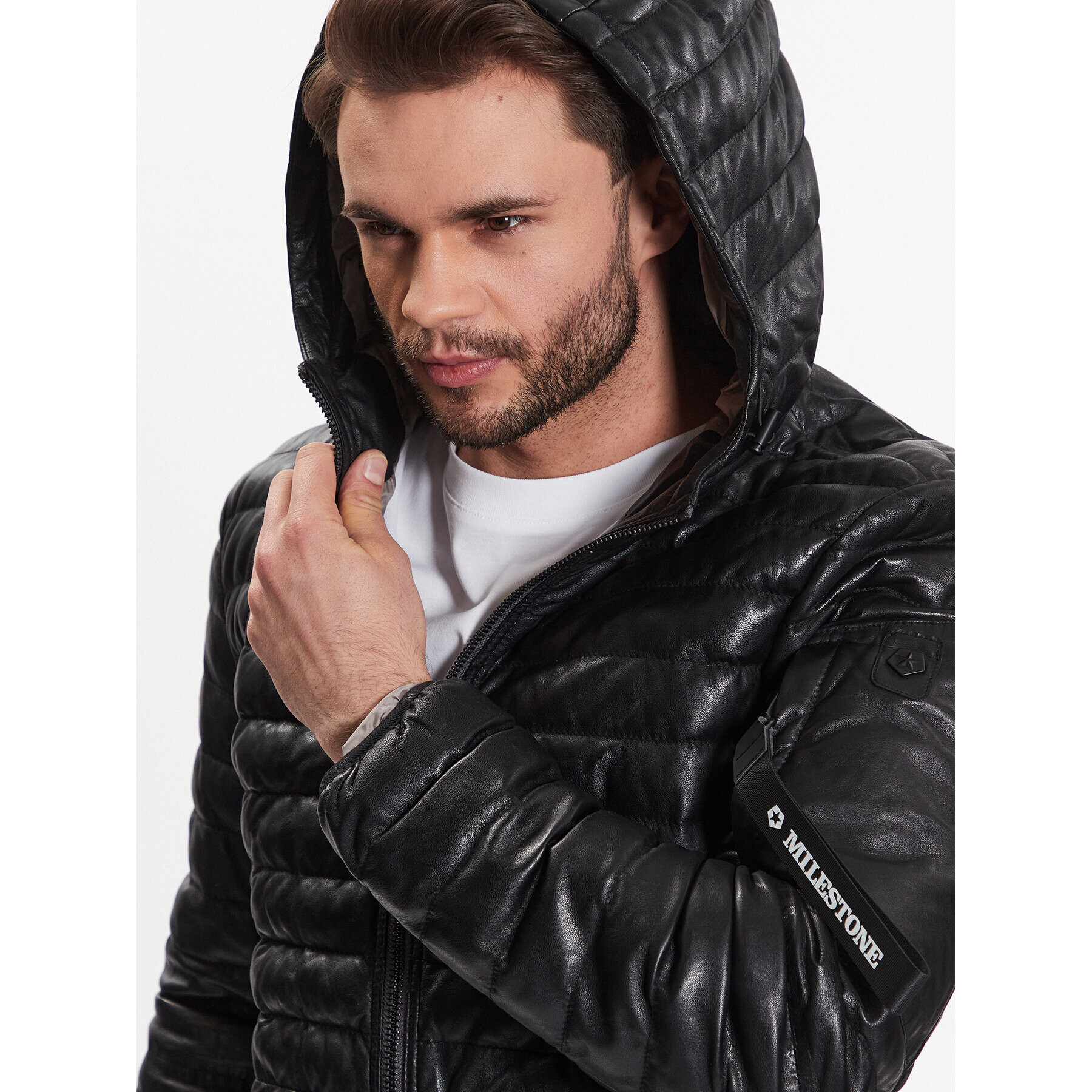 Milestone Кожено яке 311019 60210 Черен Regular Fit - Pepit.bg