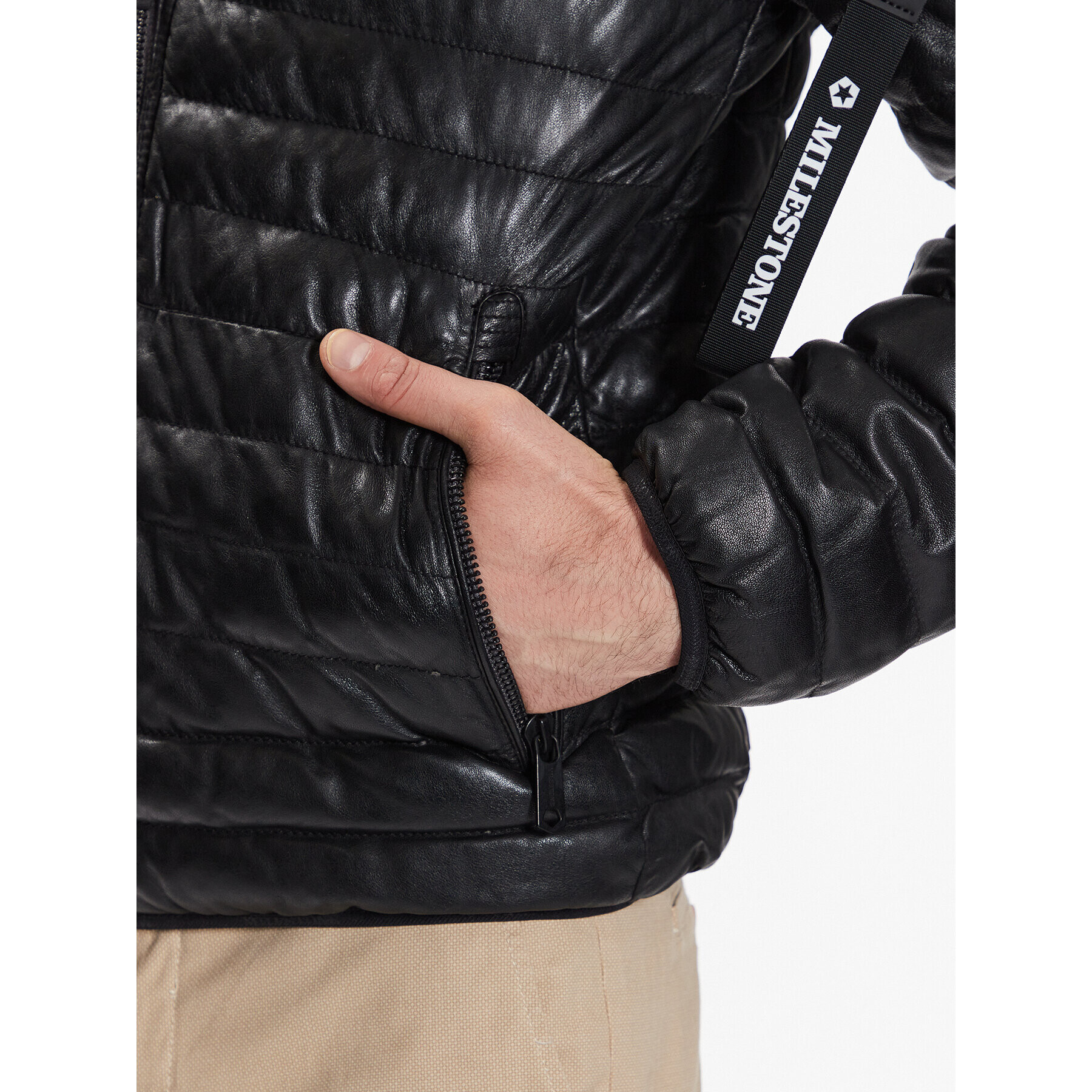 Milestone Кожено яке 311019 60210 Черен Regular Fit - Pepit.bg