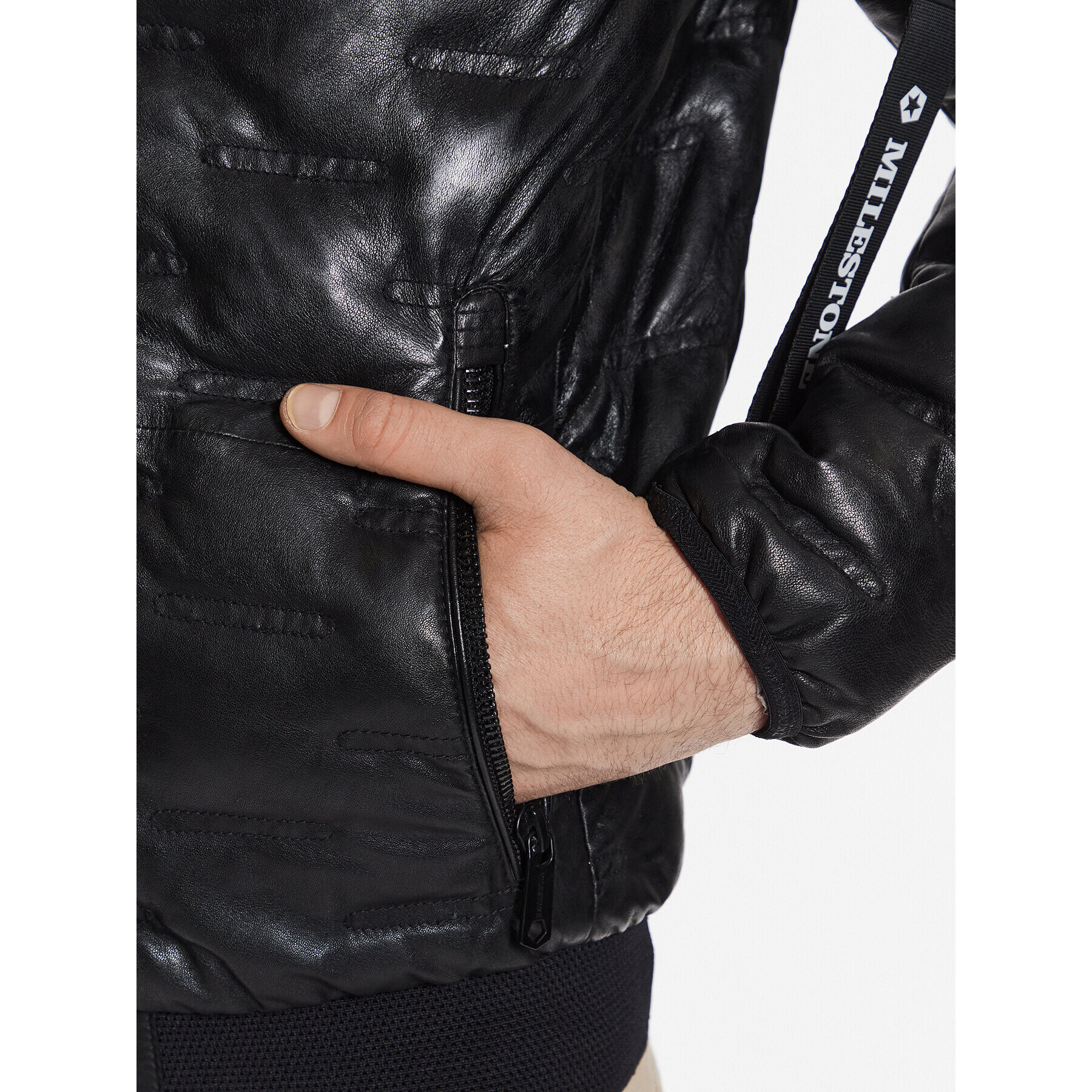 Milestone Кожено яке 311019 60220 Черен Regular Fit - Pepit.bg