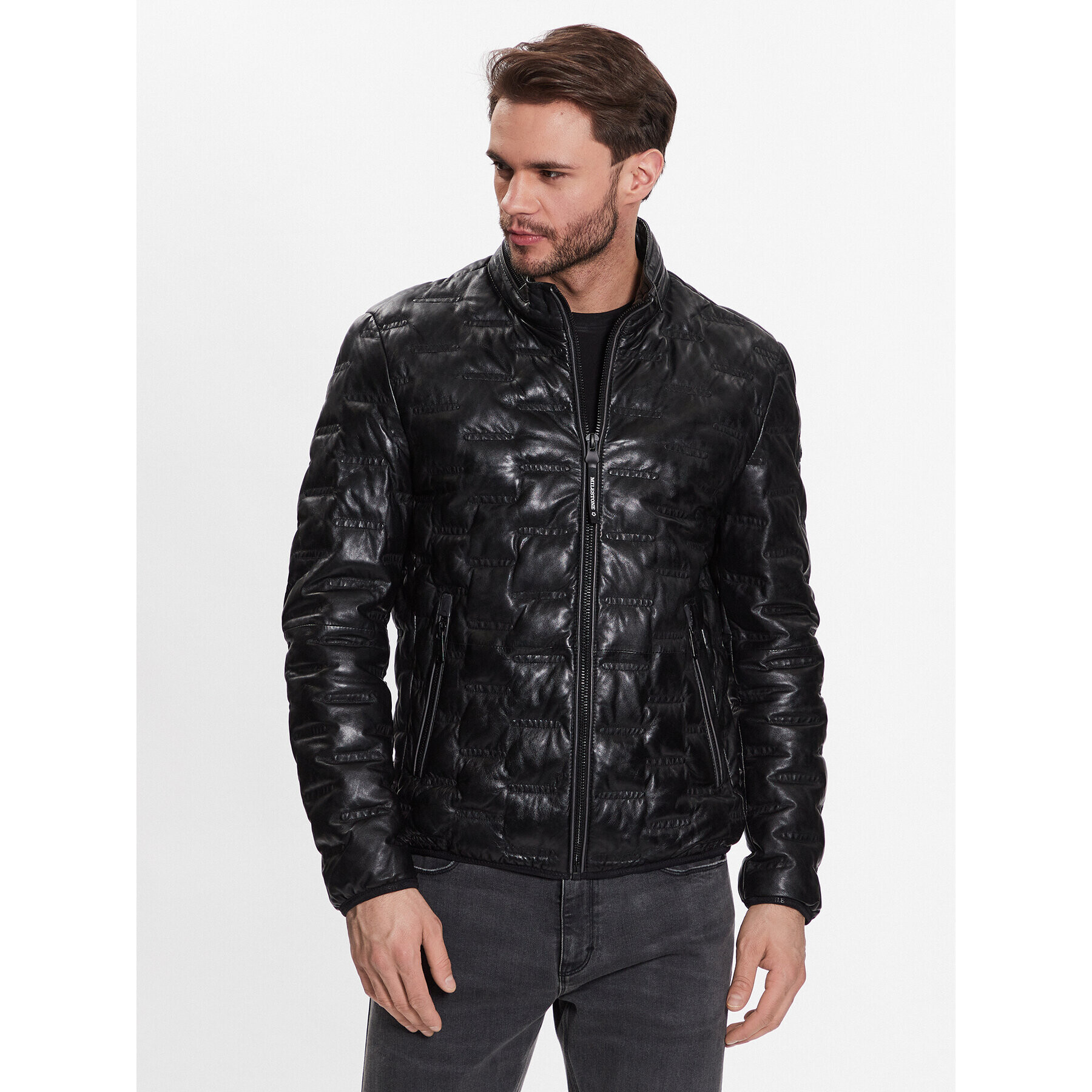 Milestone Кожено яке 991019 60080 Черен Regular Fit - Pepit.bg