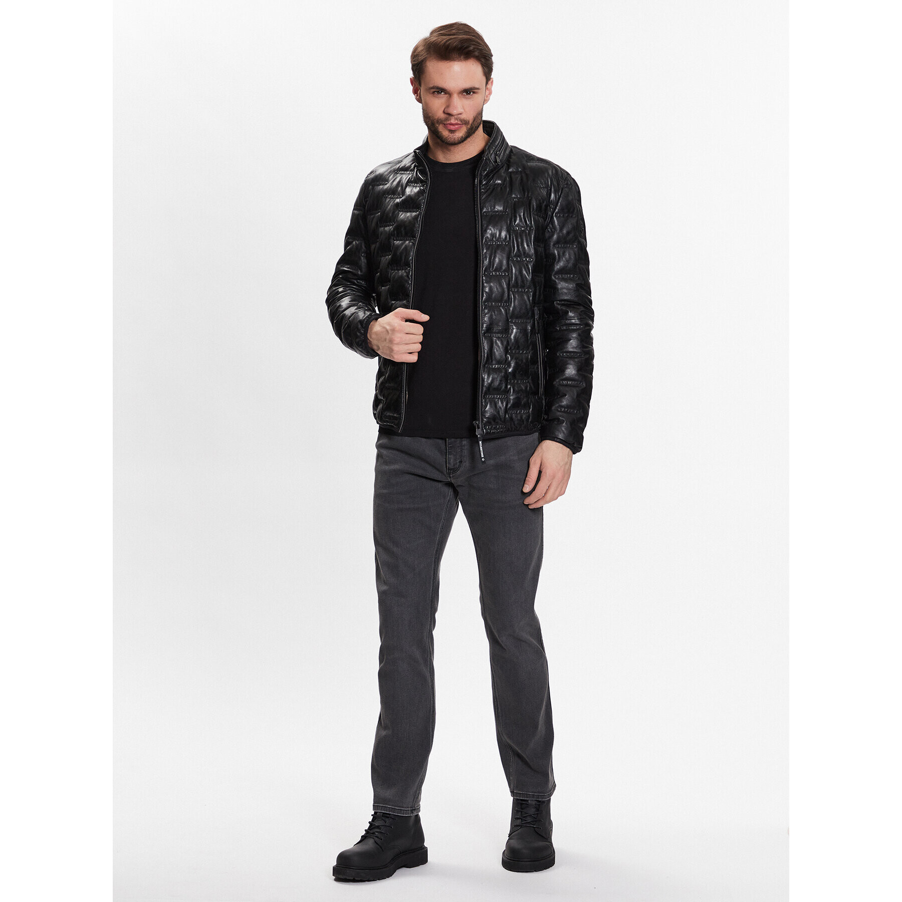 Milestone Кожено яке 991019 60080 Черен Regular Fit - Pepit.bg