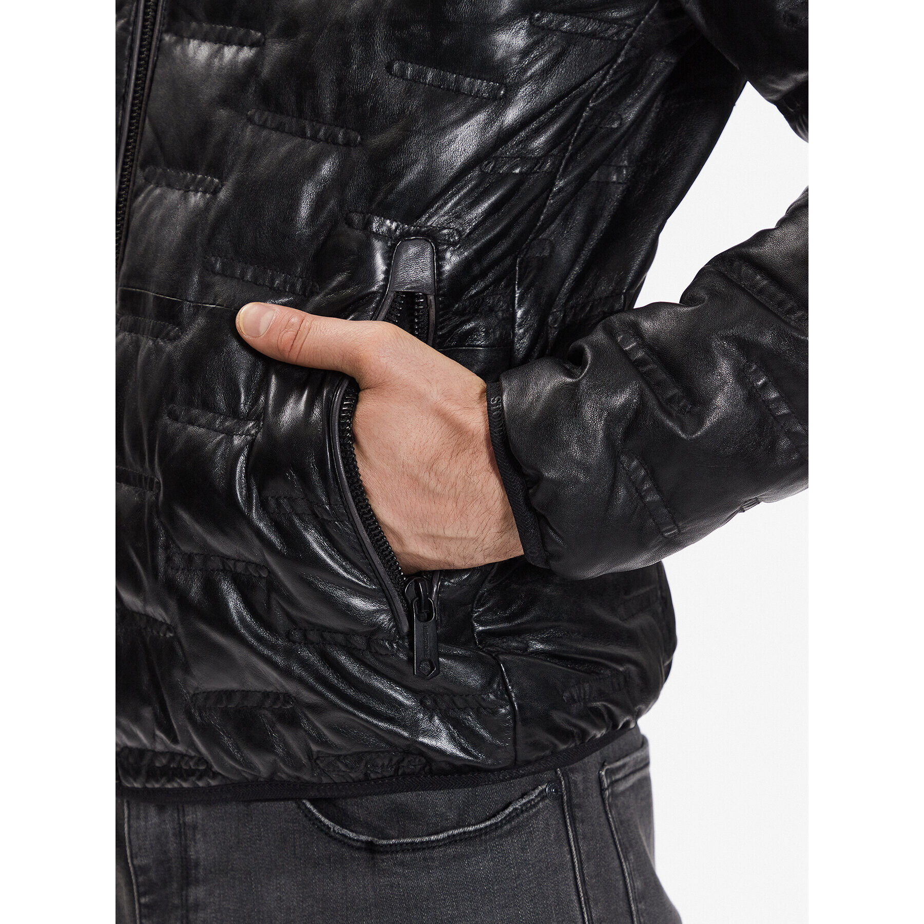 Milestone Кожено яке 991019 60080 Черен Regular Fit - Pepit.bg