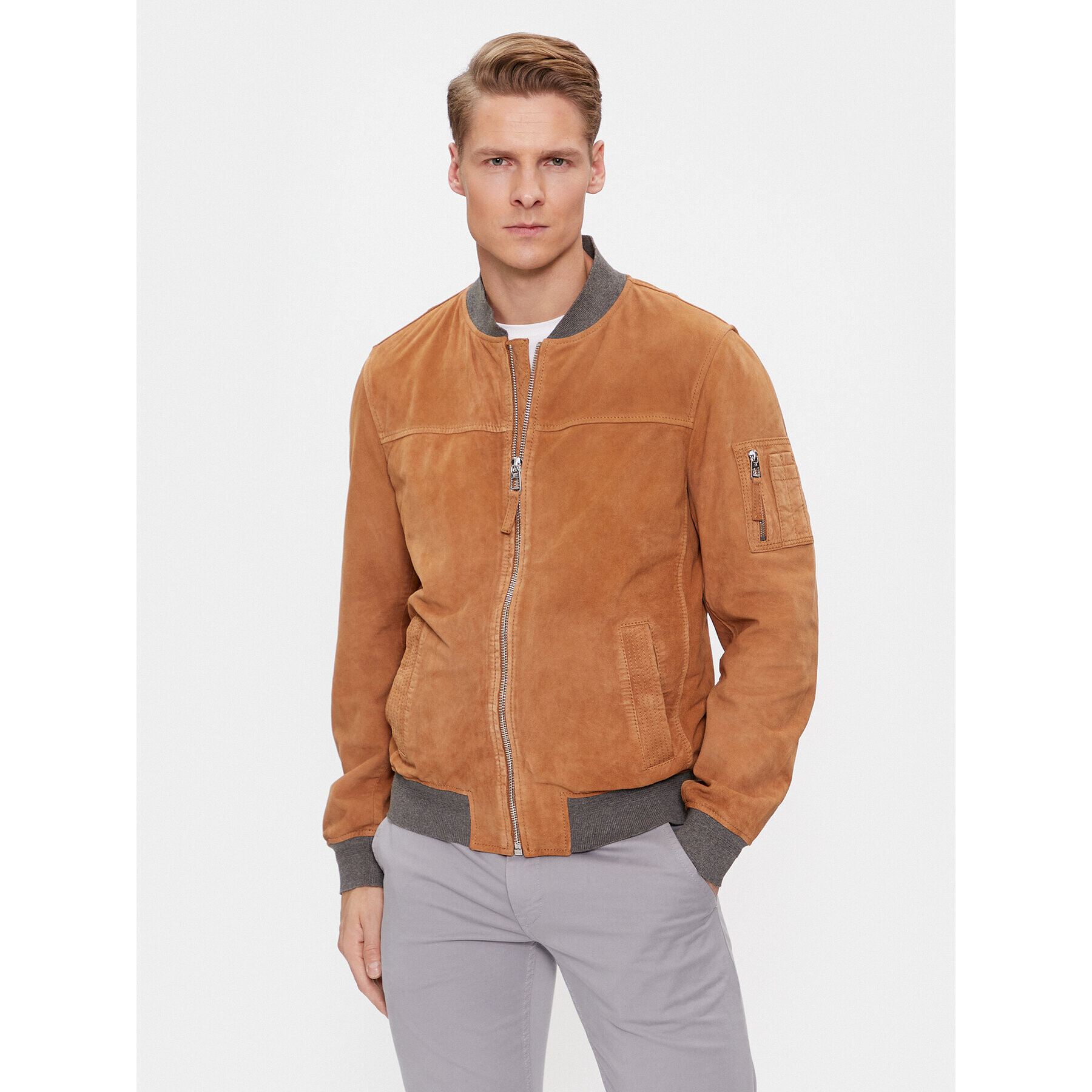 Milestone Кожено яке Amadeo 411607 60370 Кафяв Regular Fit - Pepit.bg