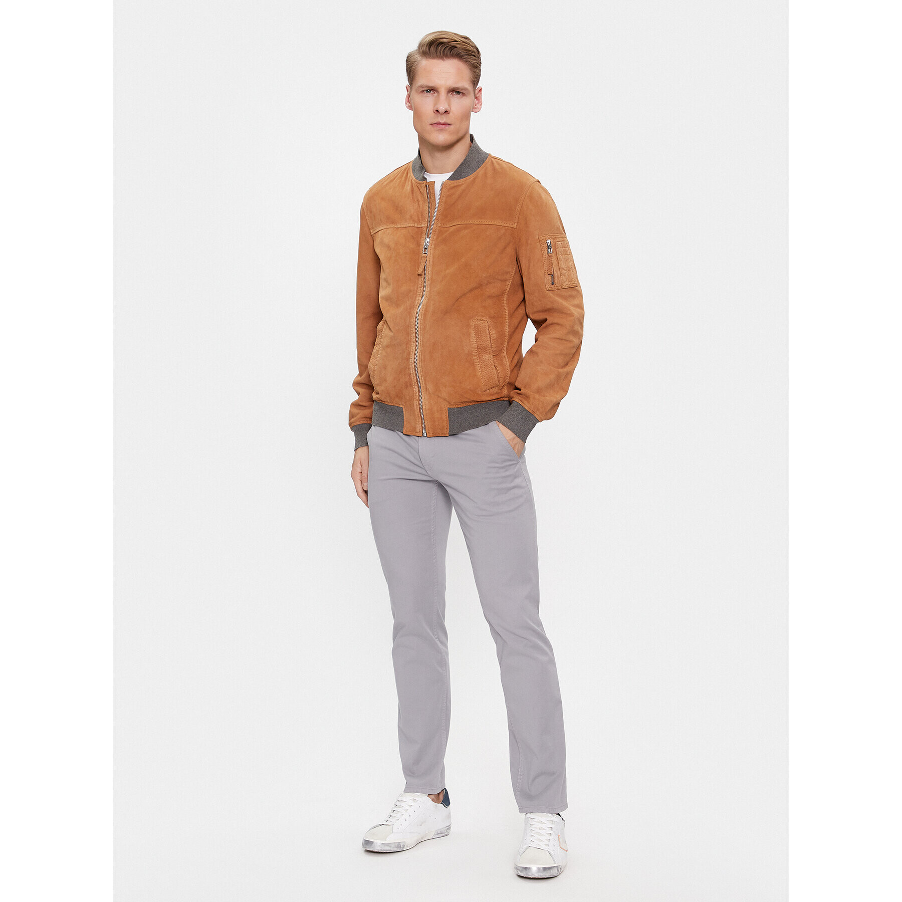Milestone Кожено яке Amadeo 411607 60370 Кафяв Regular Fit - Pepit.bg