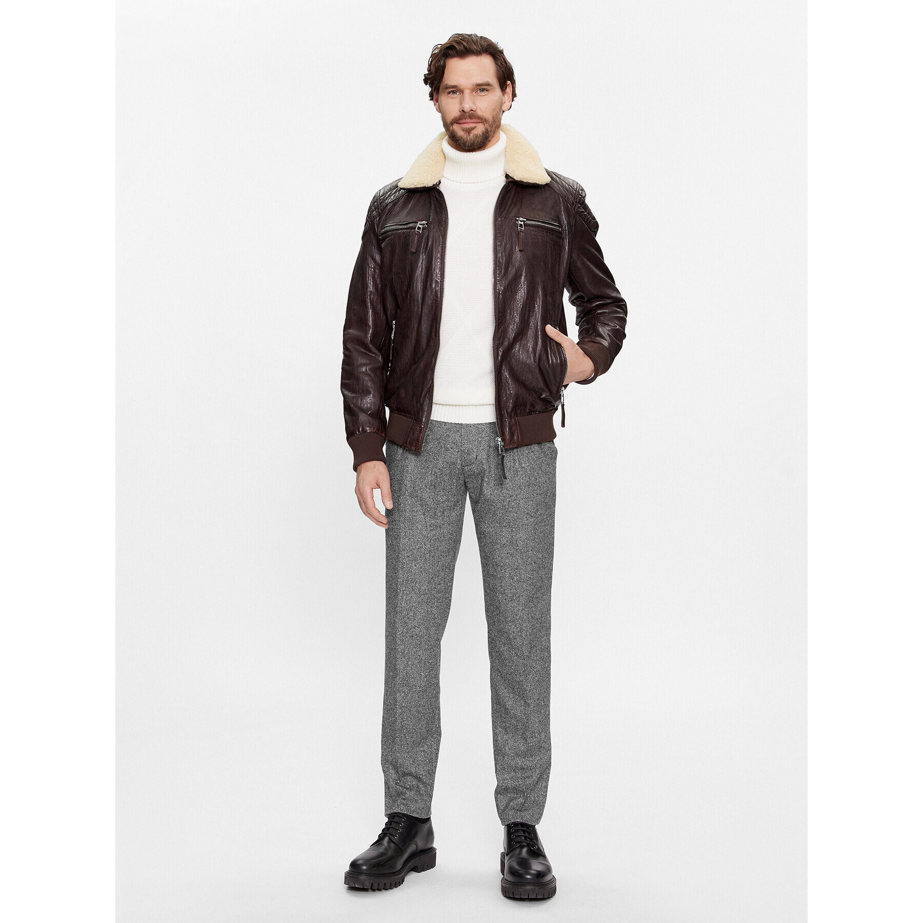 Milestone Кожено яке Ben 331070 60295 Кафяв Regular Fit - Pepit.bg