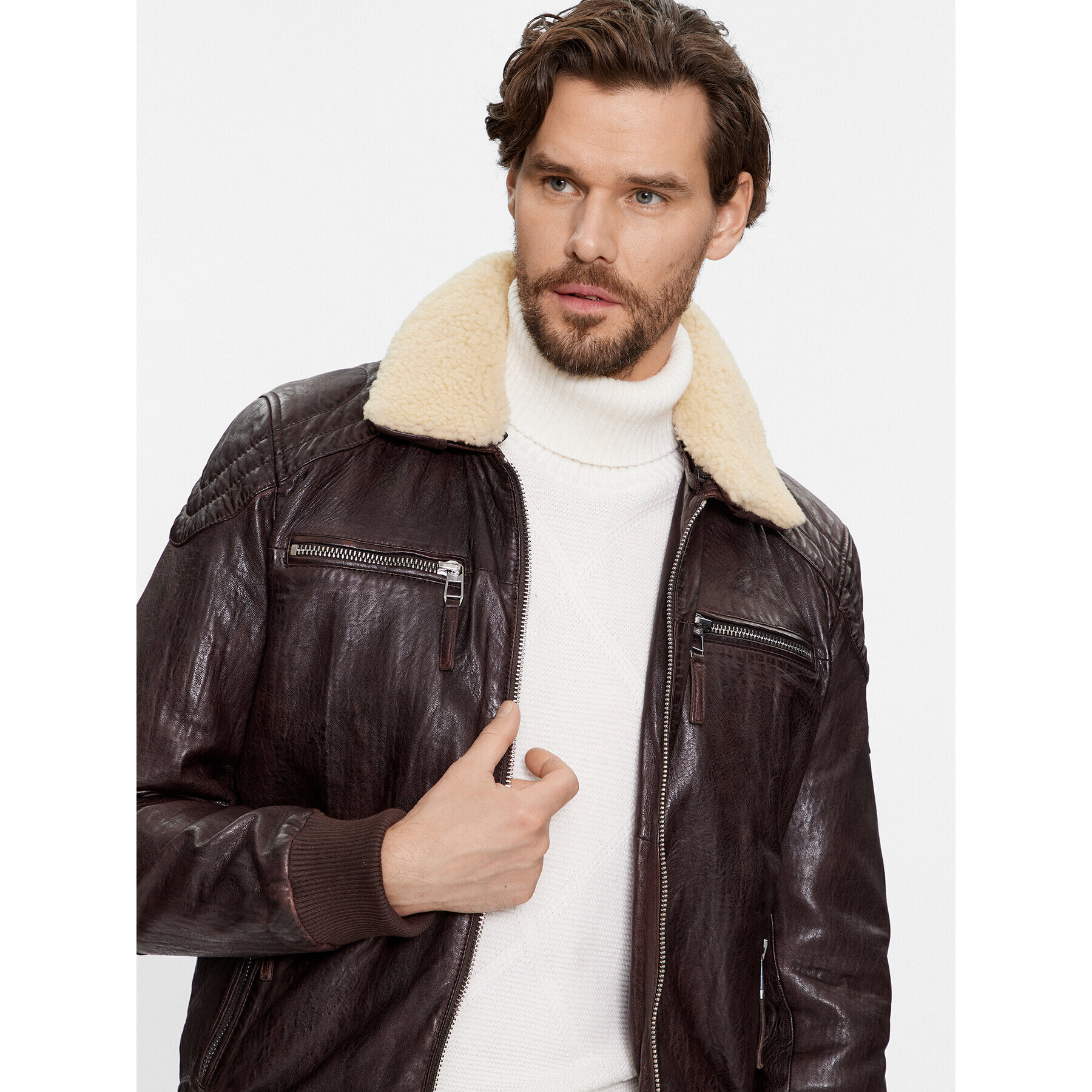 Milestone Кожено яке Ben 331070 60295 Кафяв Regular Fit - Pepit.bg