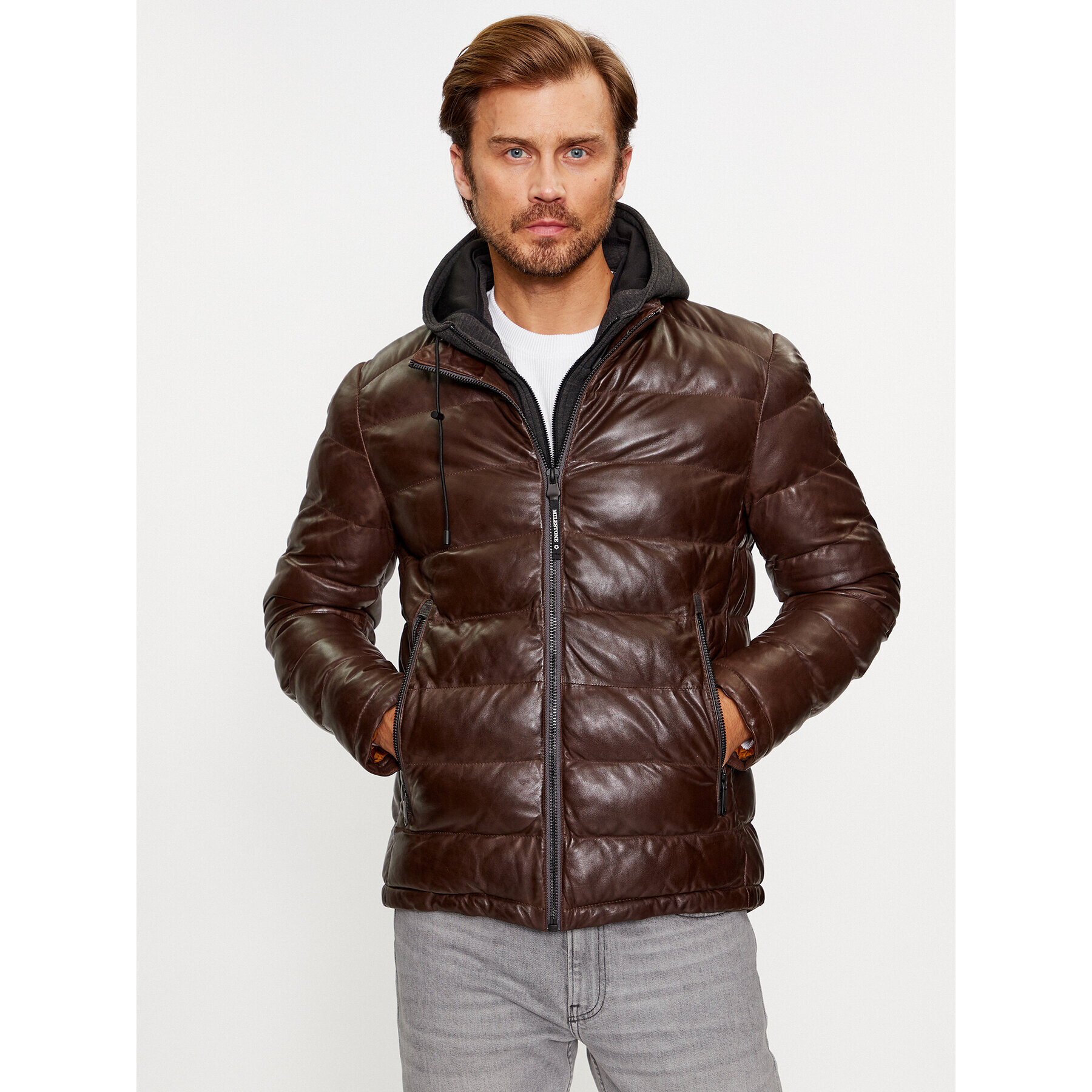 Milestone Кожено яке Callisto 331019 60300 Кафяв Regular Fit - Pepit.bg