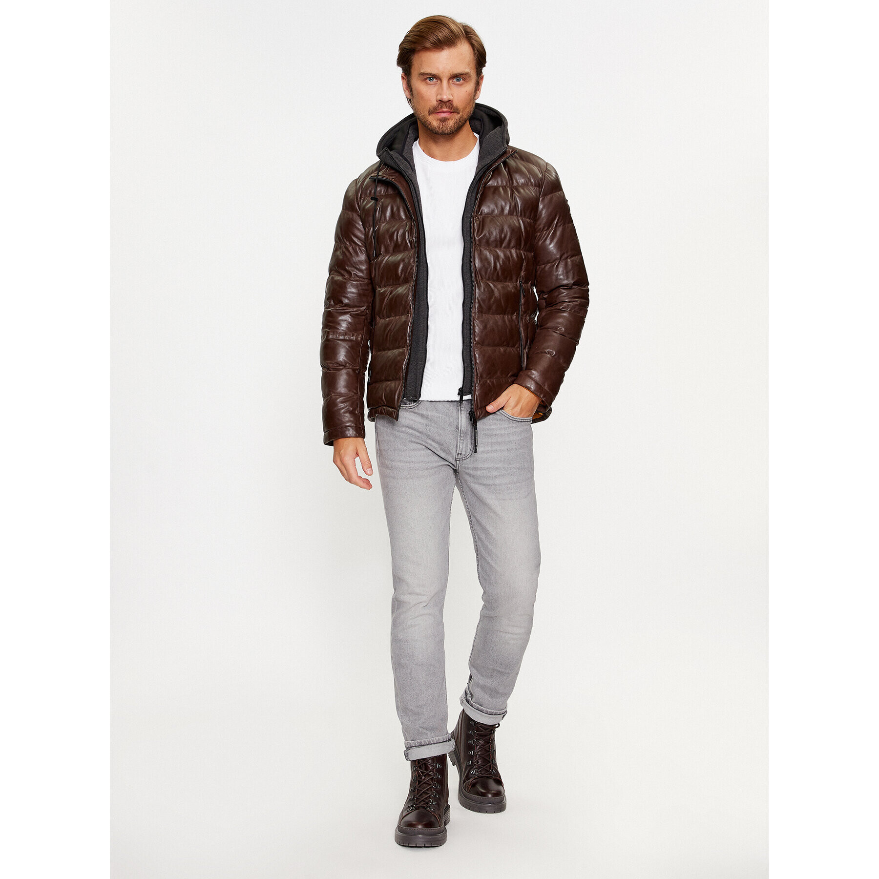 Milestone Кожено яке Callisto 331019 60300 Кафяв Regular Fit - Pepit.bg