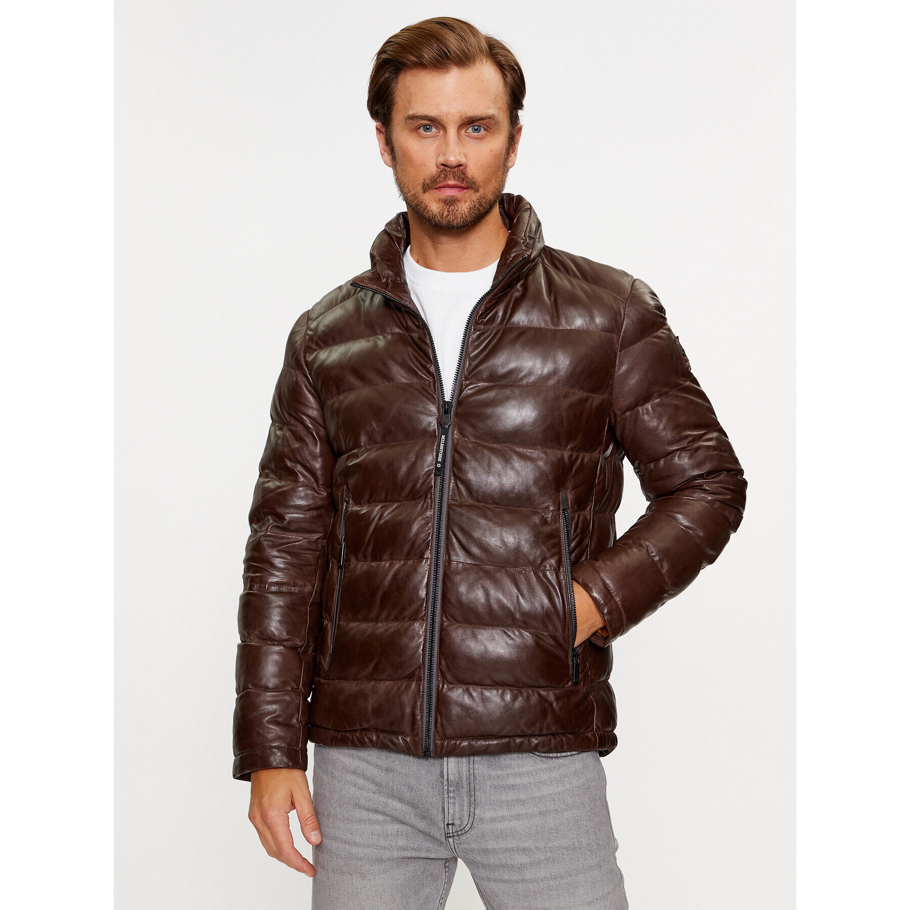 Milestone Кожено яке Callisto 331019 60300 Кафяв Regular Fit - Pepit.bg