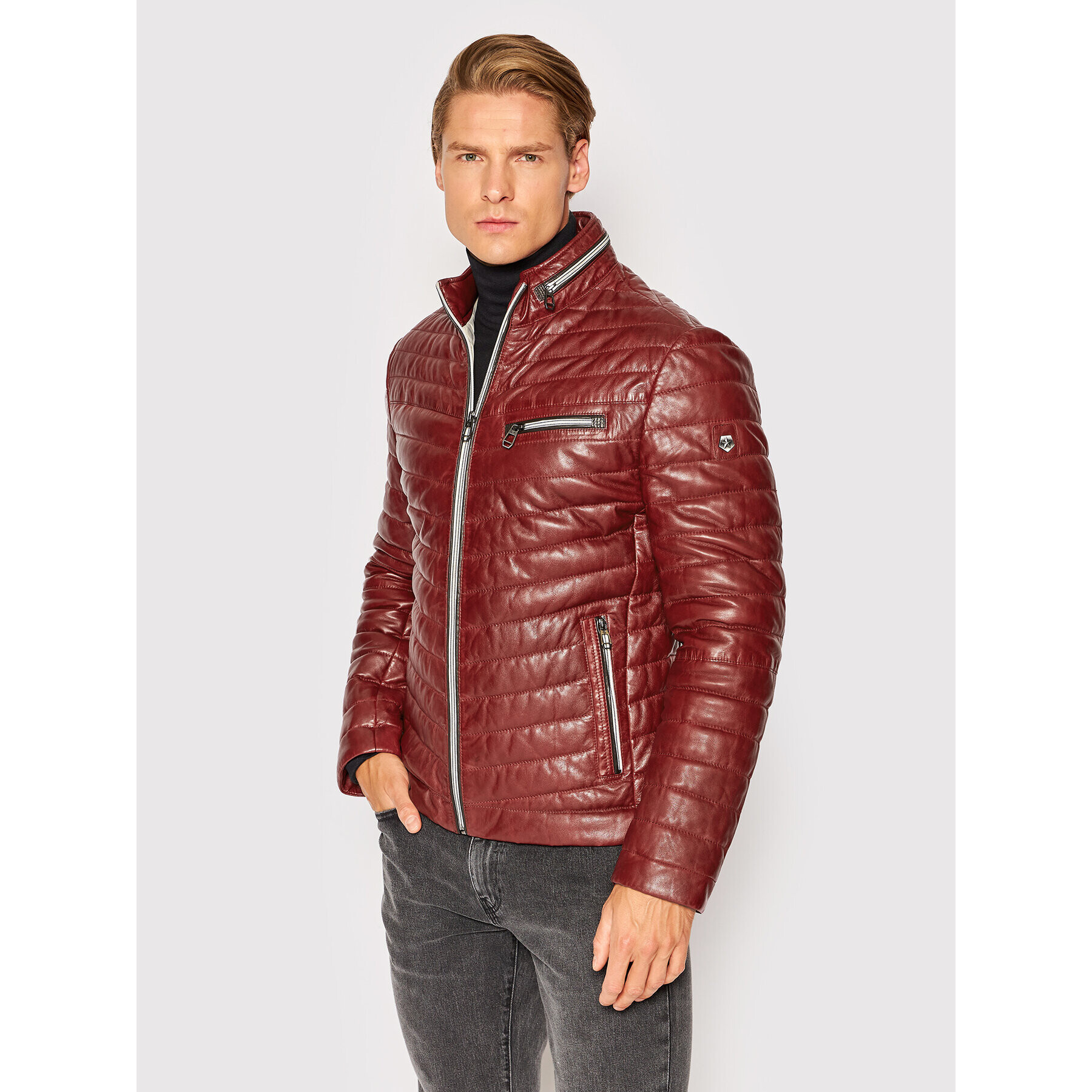 Milestone Кожено яке Damiano 231019 60035 Червен Regular Fit - Pepit.bg