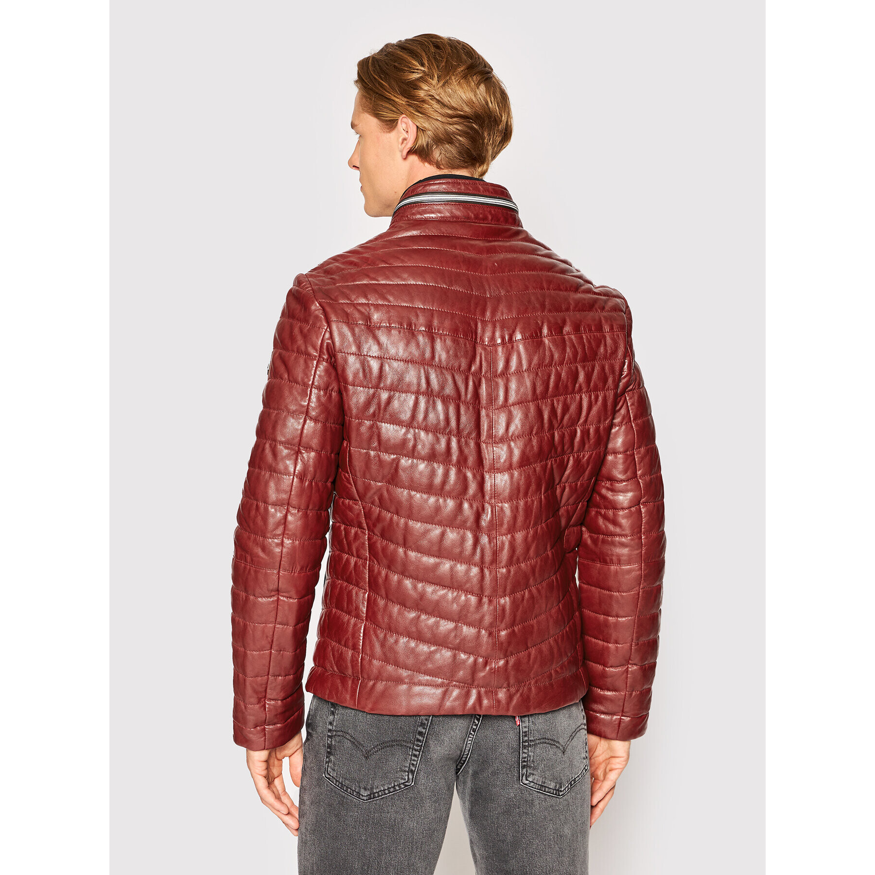 Milestone Кожено яке Damiano 231019 60035 Червен Regular Fit - Pepit.bg