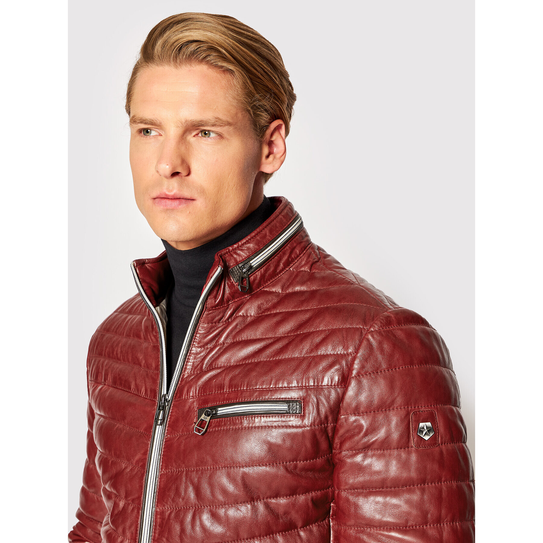 Milestone Кожено яке Damiano 231019 60035 Червен Regular Fit - Pepit.bg