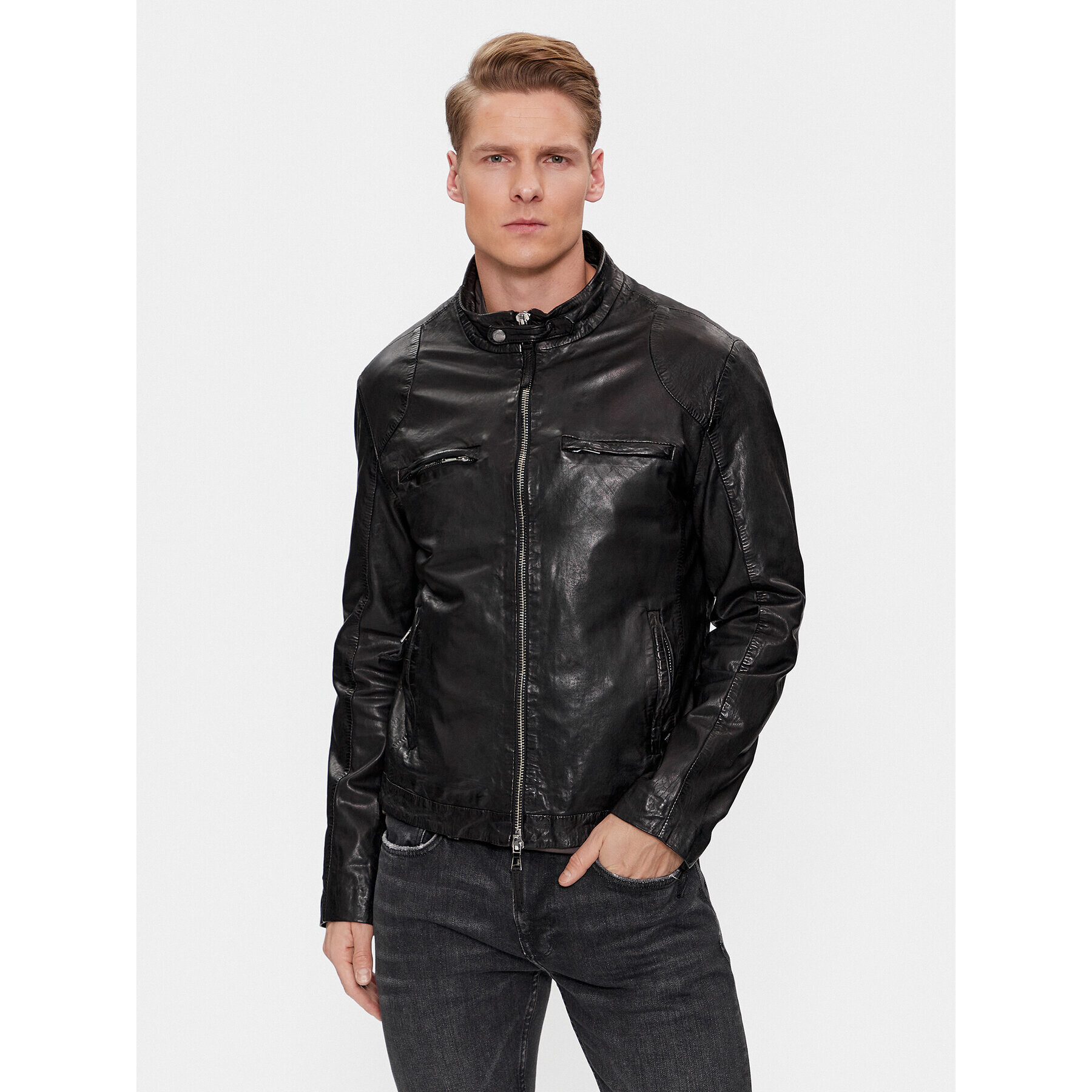 Milestone Кожено яке Fidelio 411069 60390 Черен Regular Fit - Pepit.bg