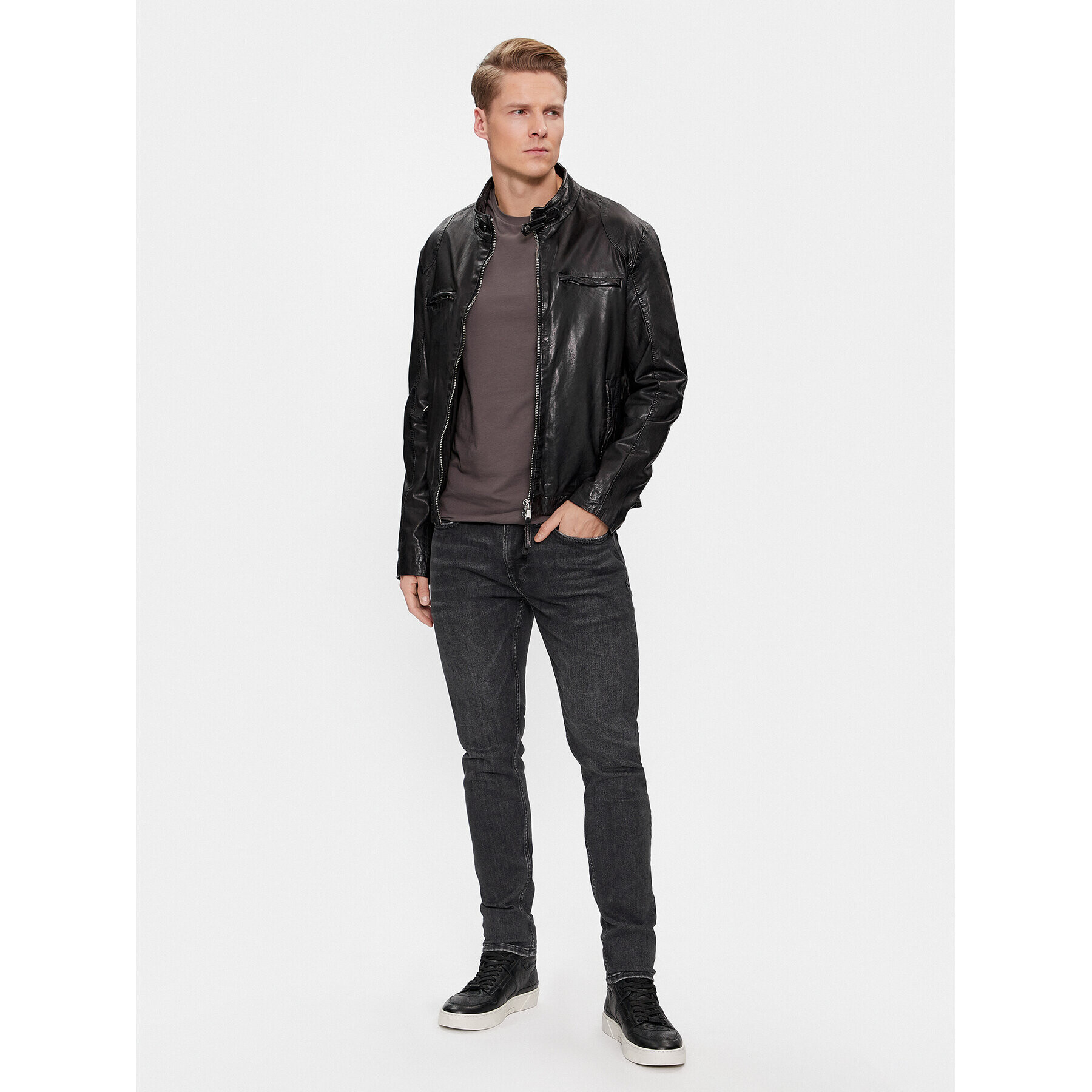Milestone Кожено яке Fidelio 411069 60390 Черен Regular Fit - Pepit.bg