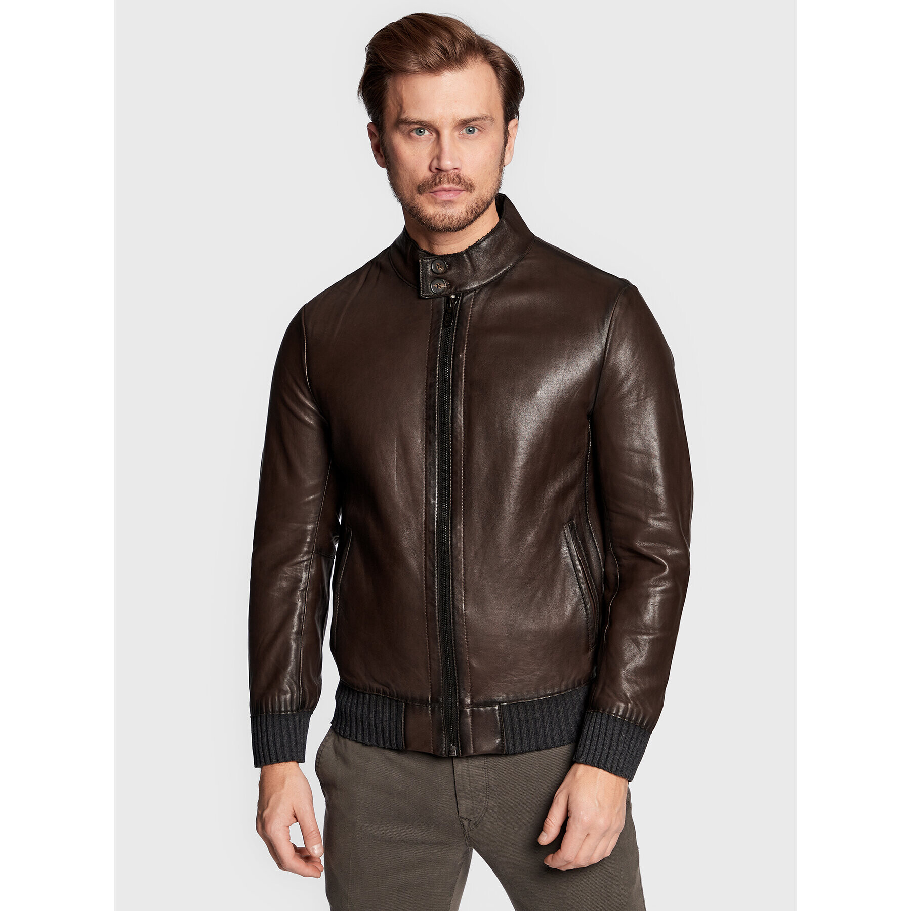Milestone Кожено яке Lorenz 231056 60175 Кафяв Regular Fit - Pepit.bg