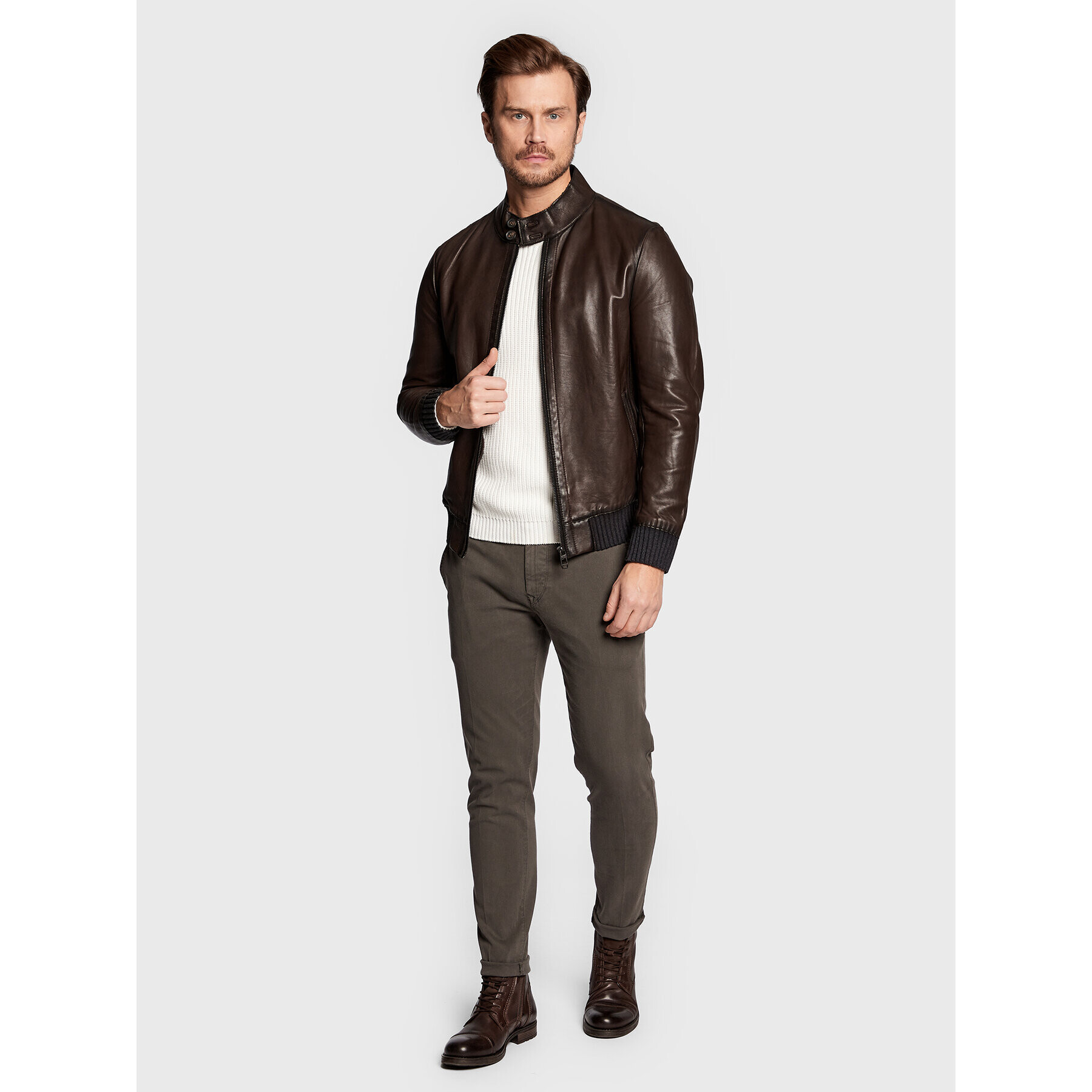 Milestone Кожено яке Lorenz 231056 60175 Кафяв Regular Fit - Pepit.bg