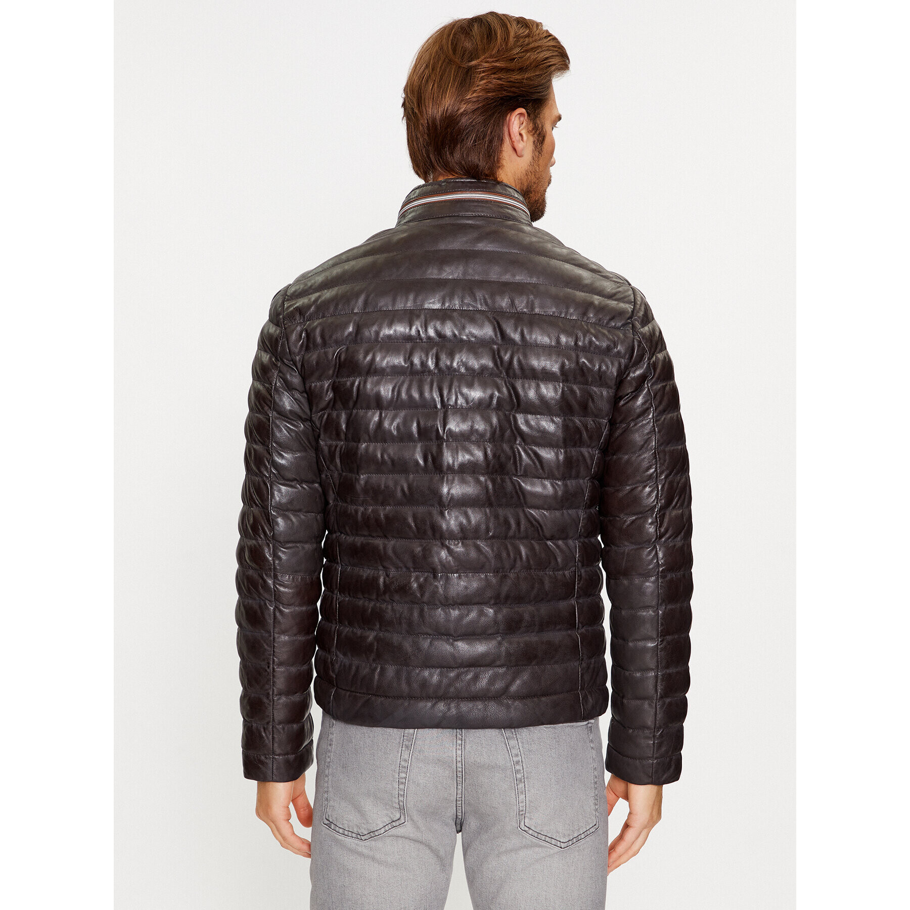 Milestone Кожено яке Malik 331019 60215 Сив Regular Fit - Pepit.bg